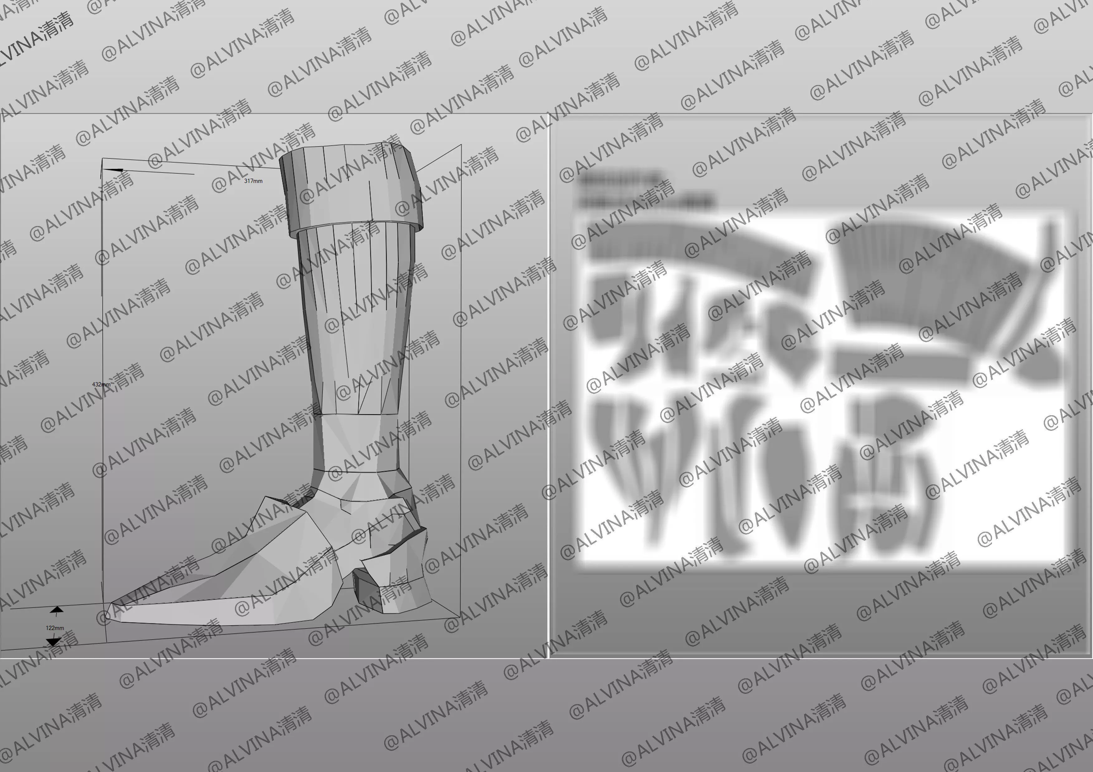 Claymore Teresa Armor - DIY Cosplay Pepakura Foam Template Low-poly 3D model_22