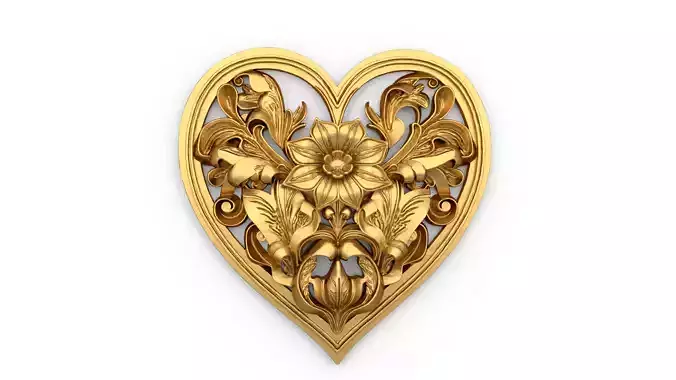 Heart decorative ornament onlay cnc 3d printing stl 04 
