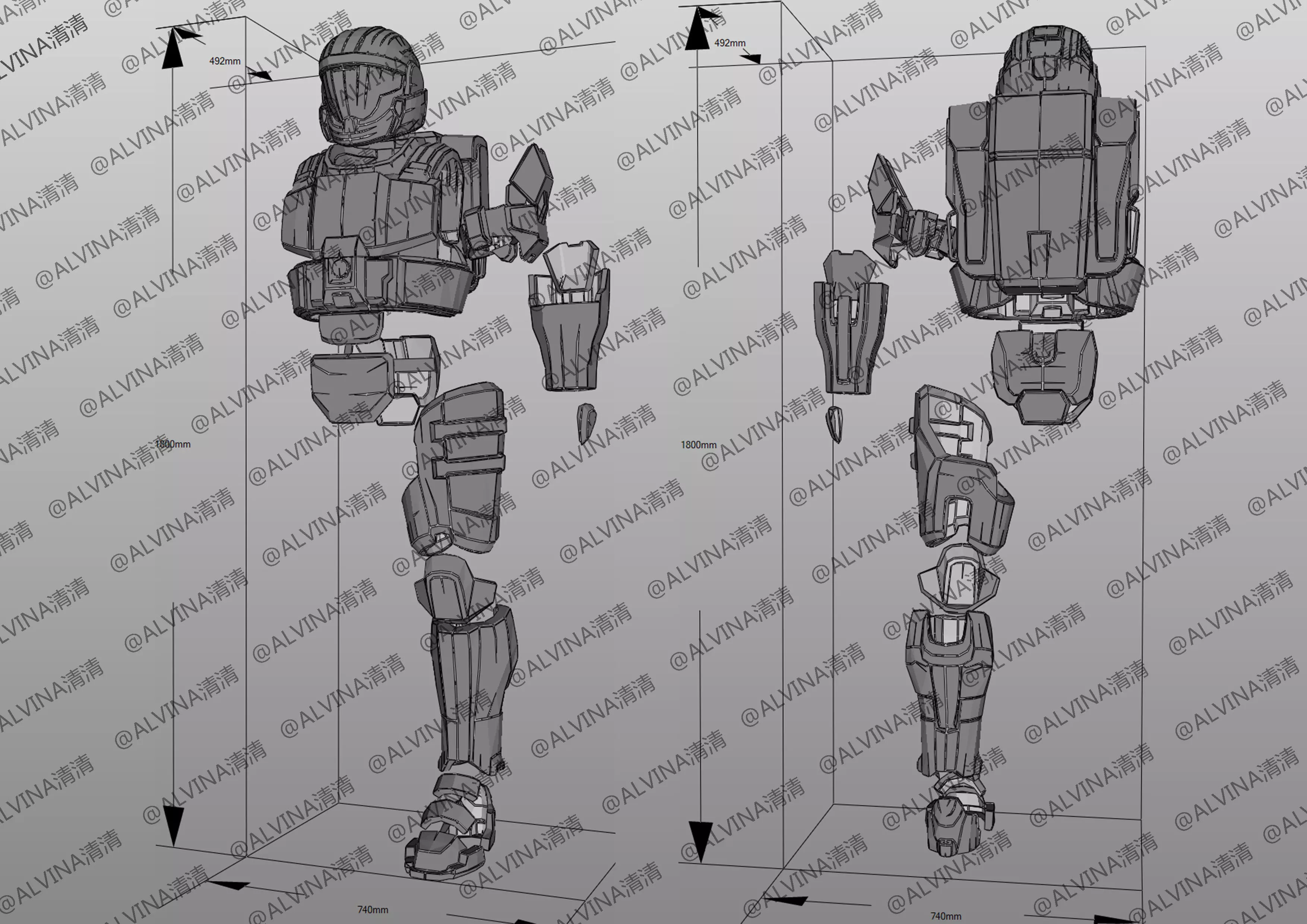 Halo ODST Armor - DIY Cosplay Pepakura Foam Template Low-poly 3D model_1