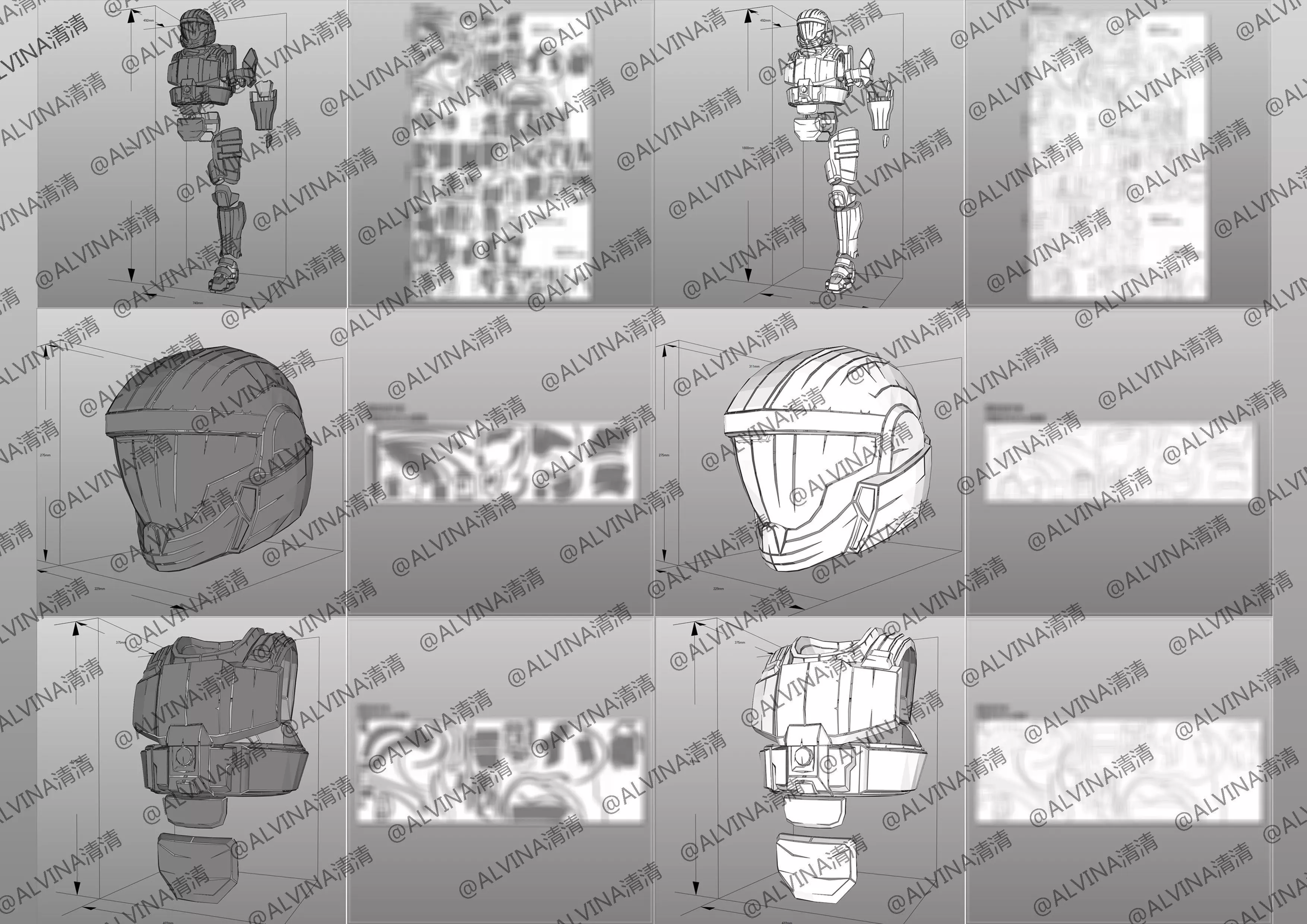 Halo ODST Armor - DIY Cosplay Pepakura Foam Template Low-poly 3D model_4