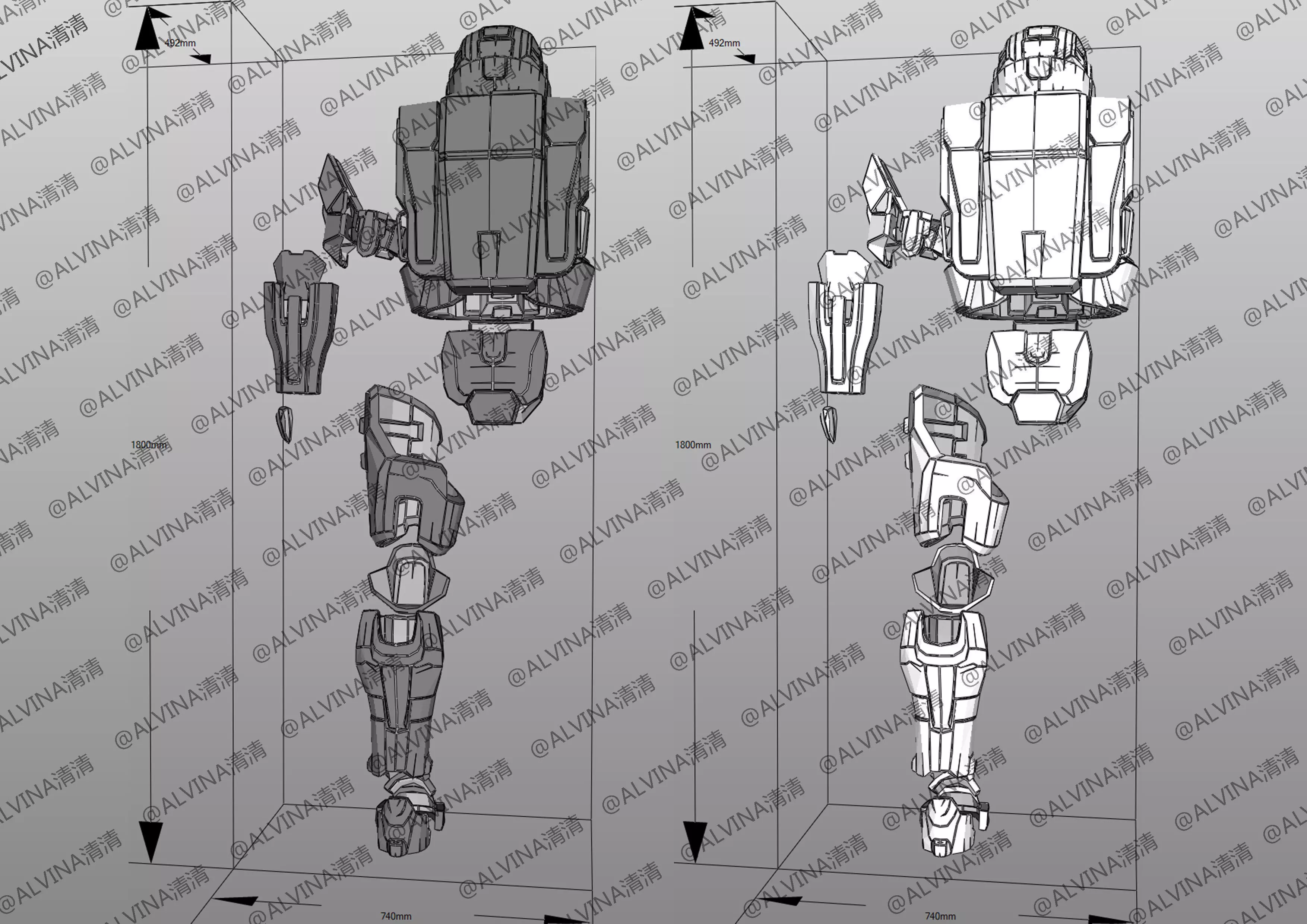 Halo ODST Armor - DIY Cosplay Pepakura Foam Template Low-poly 3D model_3