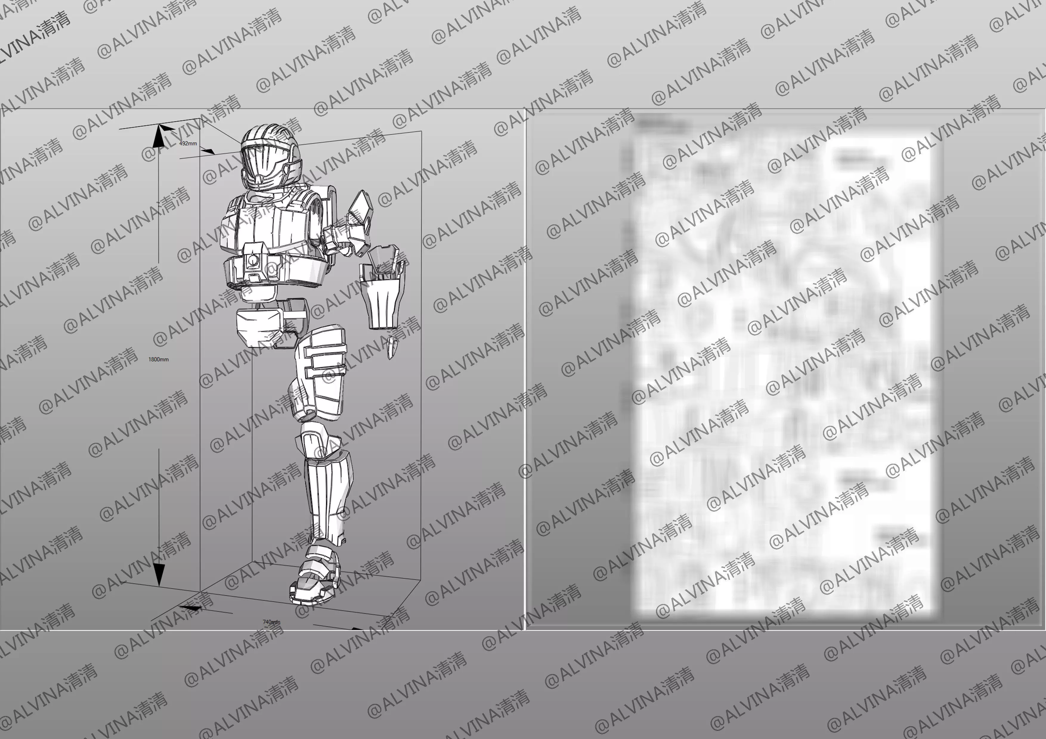 Halo ODST Armor - DIY Cosplay Pepakura Foam Template Low-poly 3D model_9