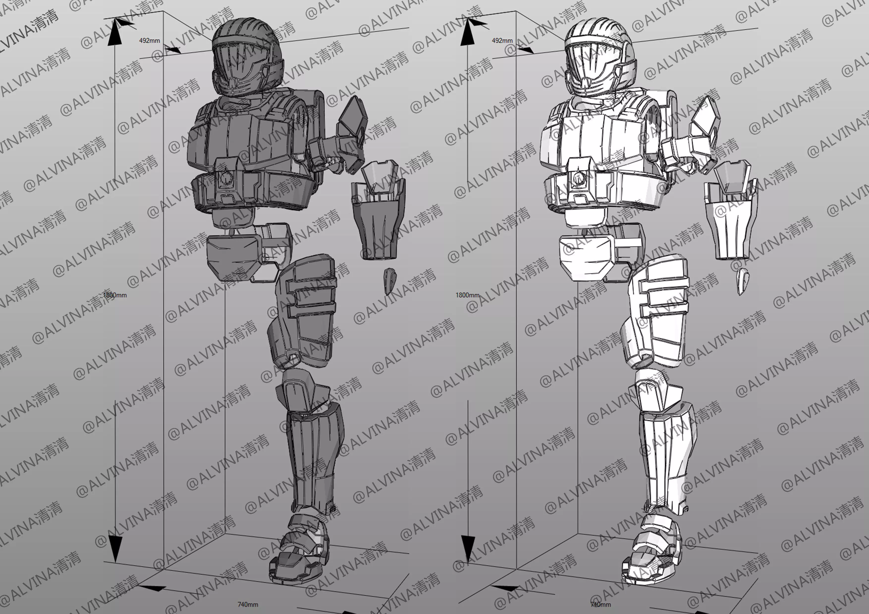 Halo ODST Armor - DIY Cosplay Pepakura Foam Template Low-poly 3D model_2