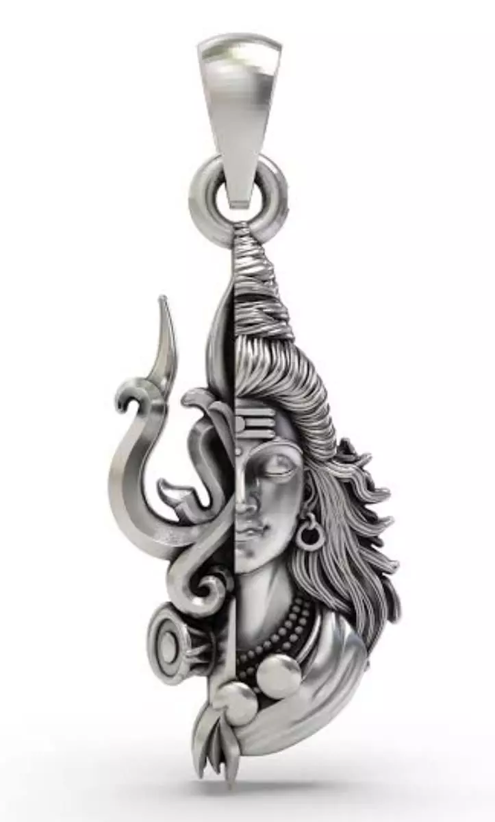 Half Trishul Half Shiva Pendant  3D print model_1
