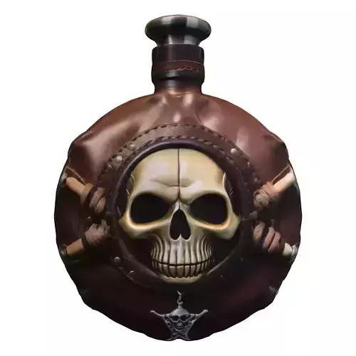 Pirate Skull Leather Flask