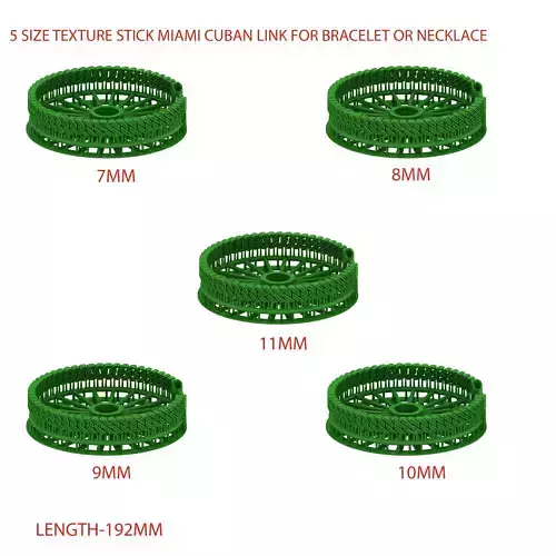 5 SET OF TEXTURE SPIRAL MIAMI CUBAN LINK  BRACELET OR NECKLACE  3D Model Collection