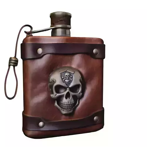 Pirate Skull Leather Flask