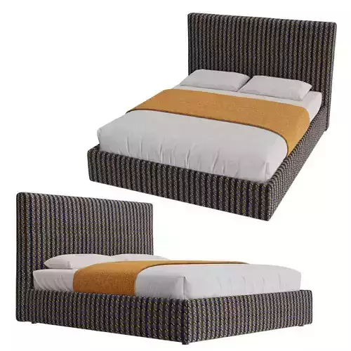 Woven Fabric Upholstered Platform Bed 