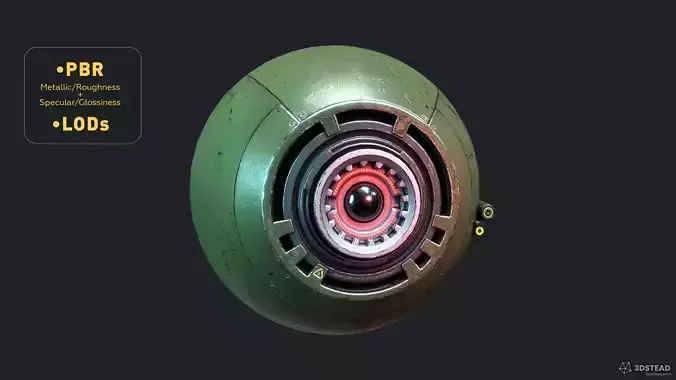 Reconnaissance Sphere Drone PBR Low-poly LODs 3D model