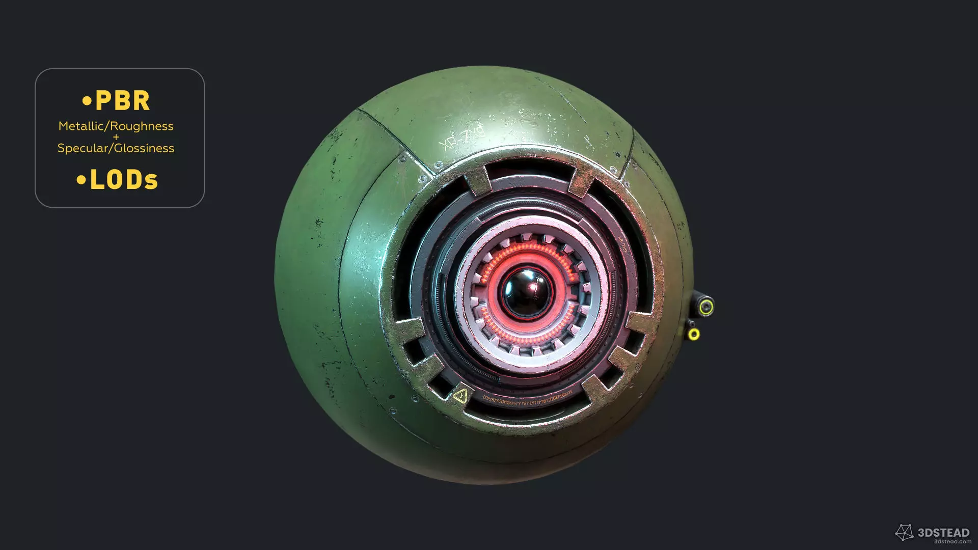 Reconnaissance Sphere Drone PBR Low-poly LODs 3D model_0