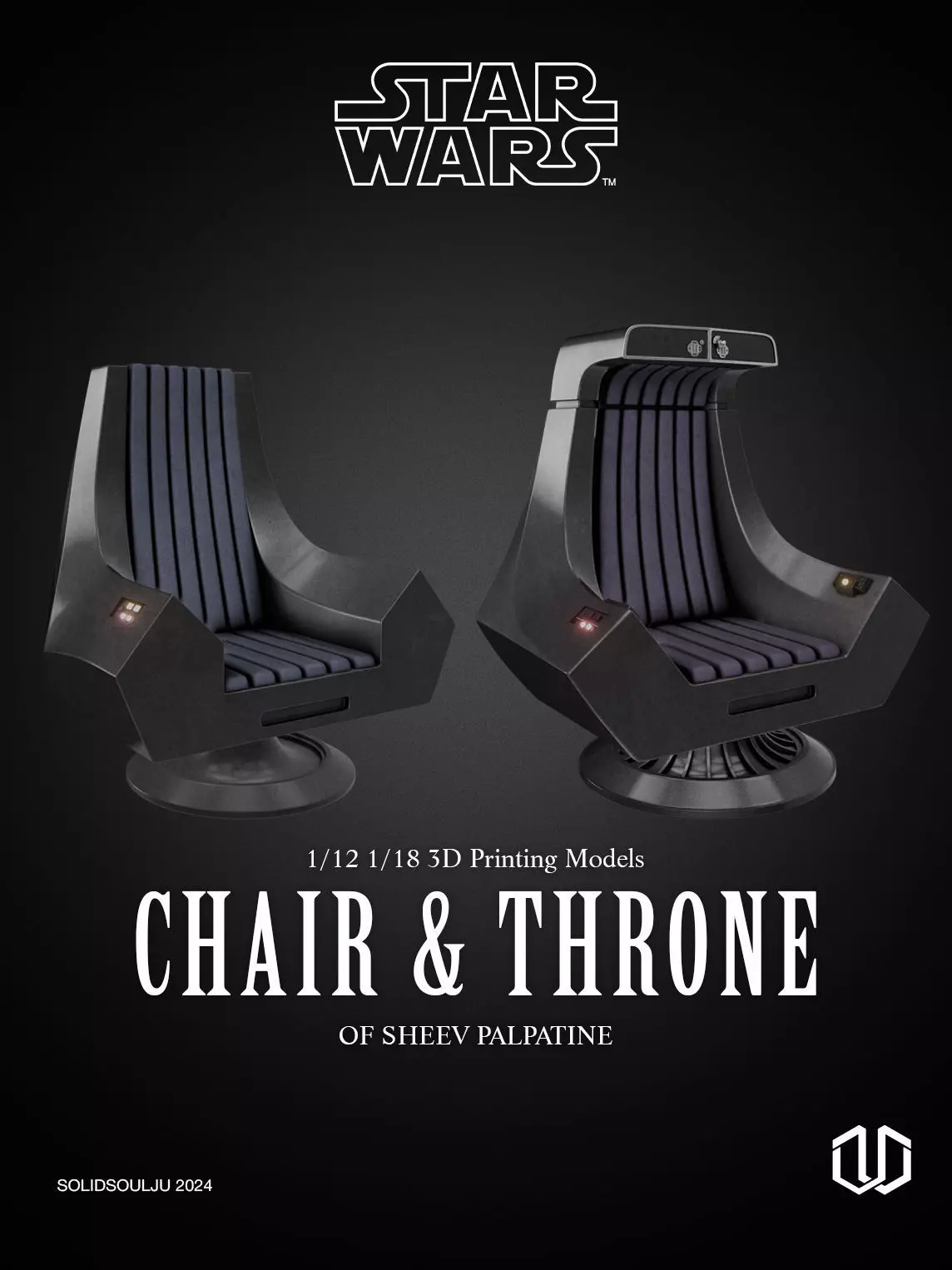 Star Wars Sheev Palpatine Senator Chair and Emperor Throne 3D print model