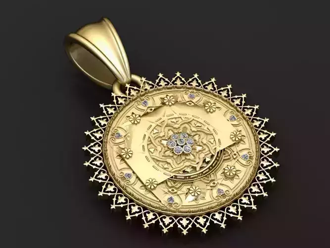  ornate  pendant 3D printable model 
