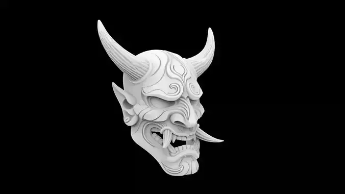 Oni Demon Mask Japanese Style for 3D Print