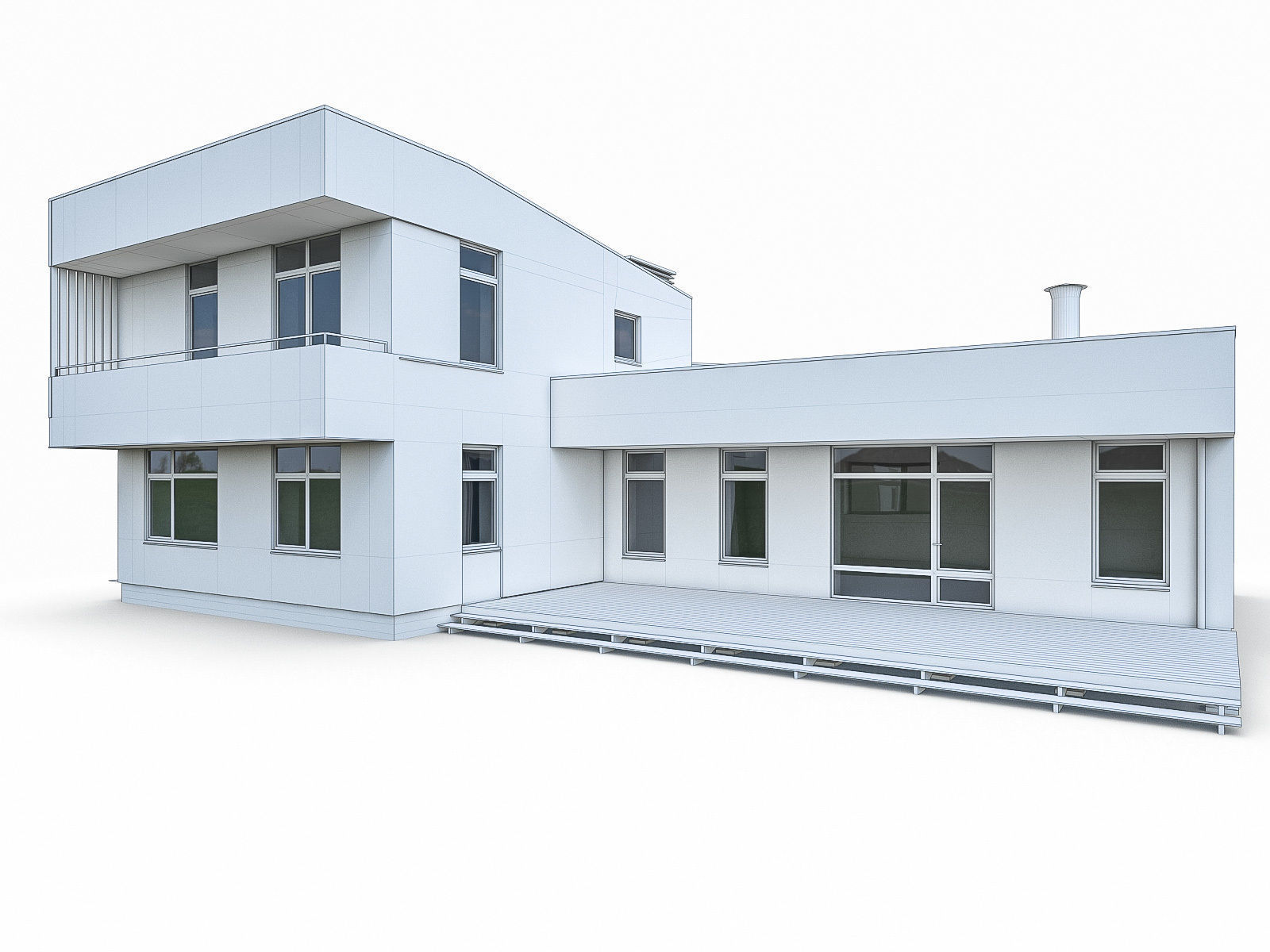 Modern Cottage Houses- 6 Pack Low-poly 3D model_9