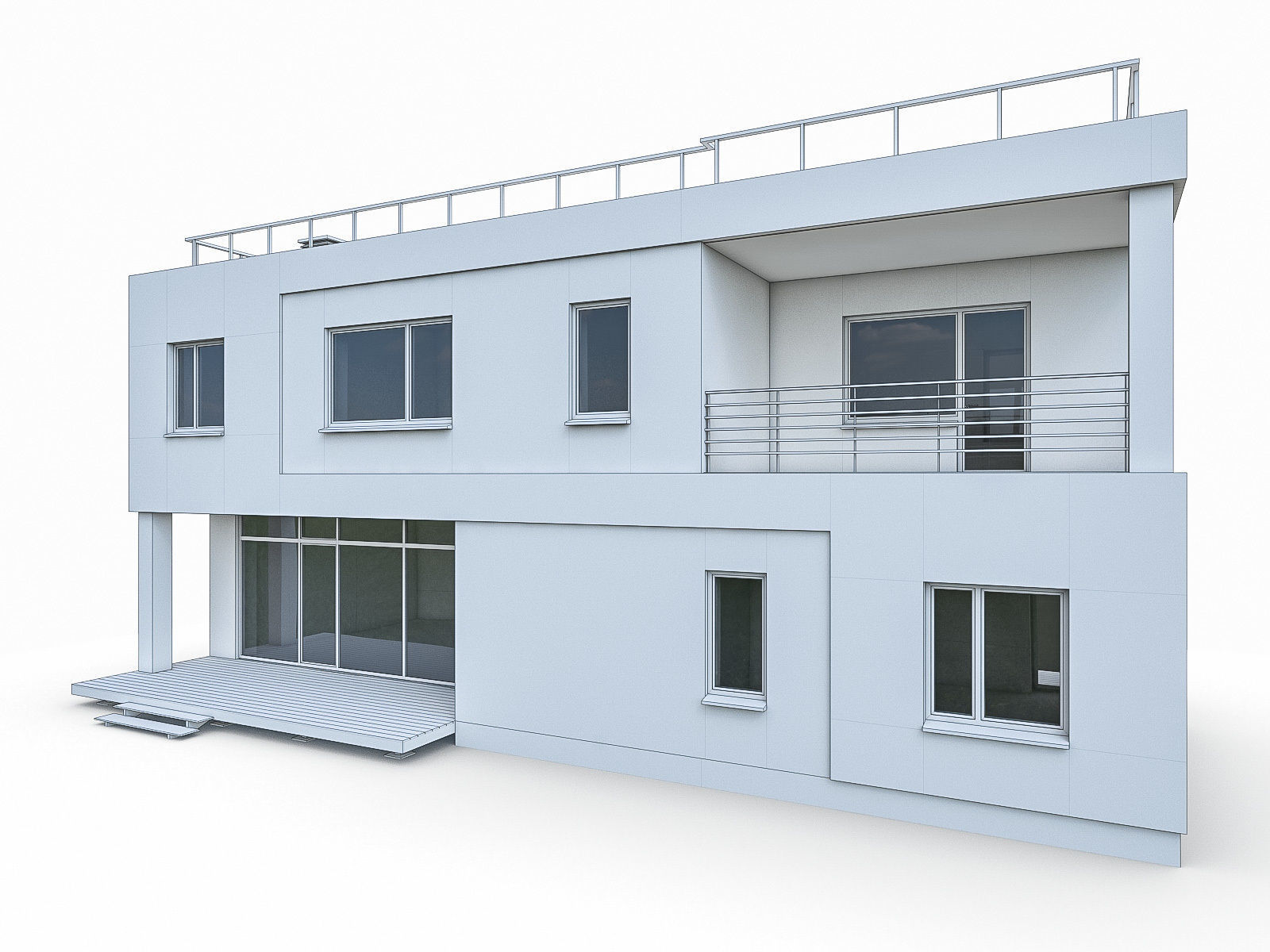 Modern Cottage Houses- 6 Pack Low-poly 3D model_1