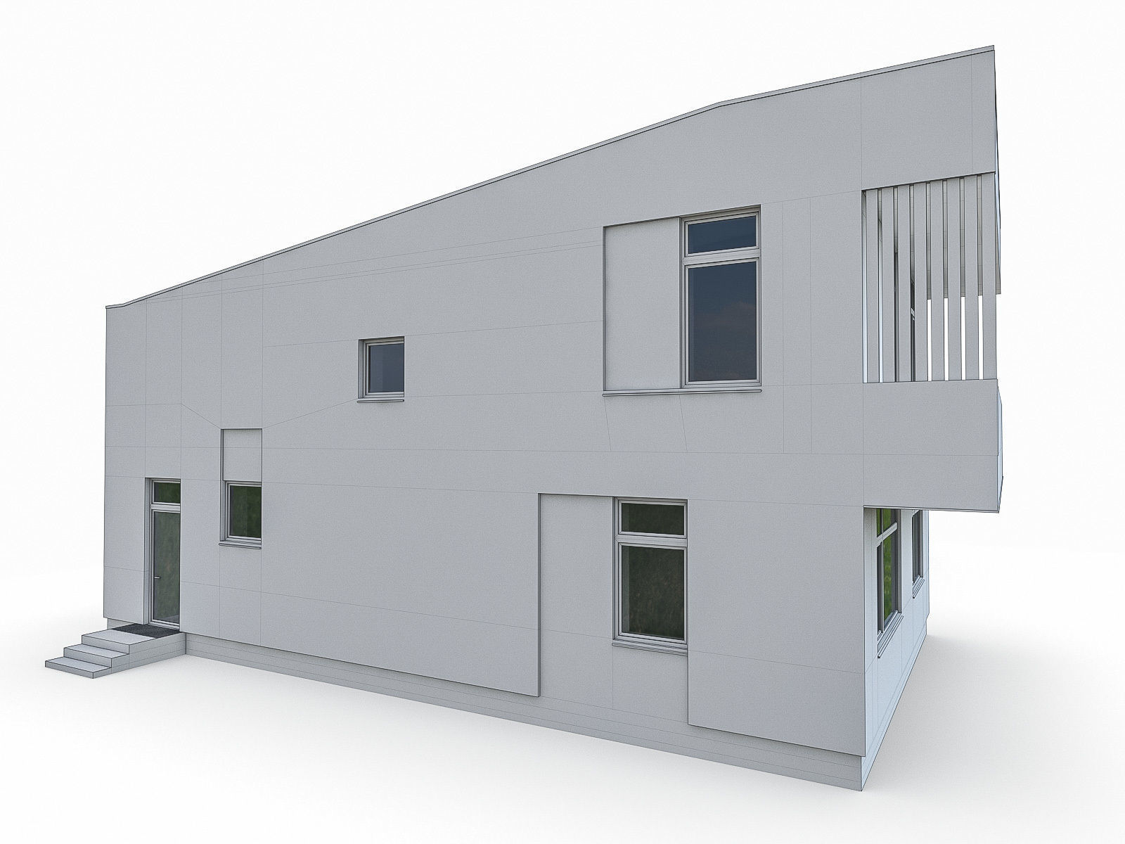 Modern Cottage Houses- 6 Pack Low-poly 3D model_6