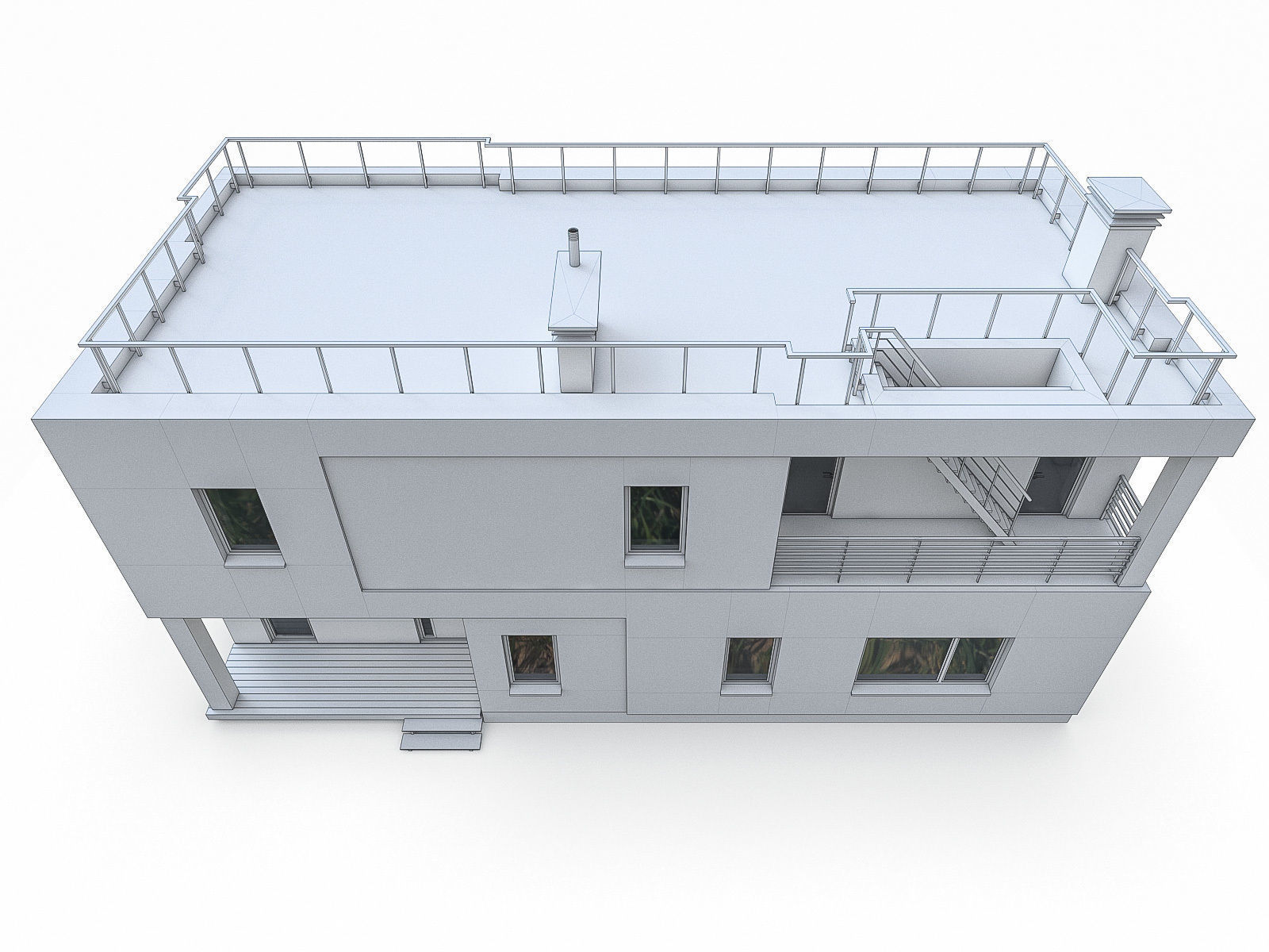 Modern Cottage Houses- 6 Pack Low-poly 3D model_2