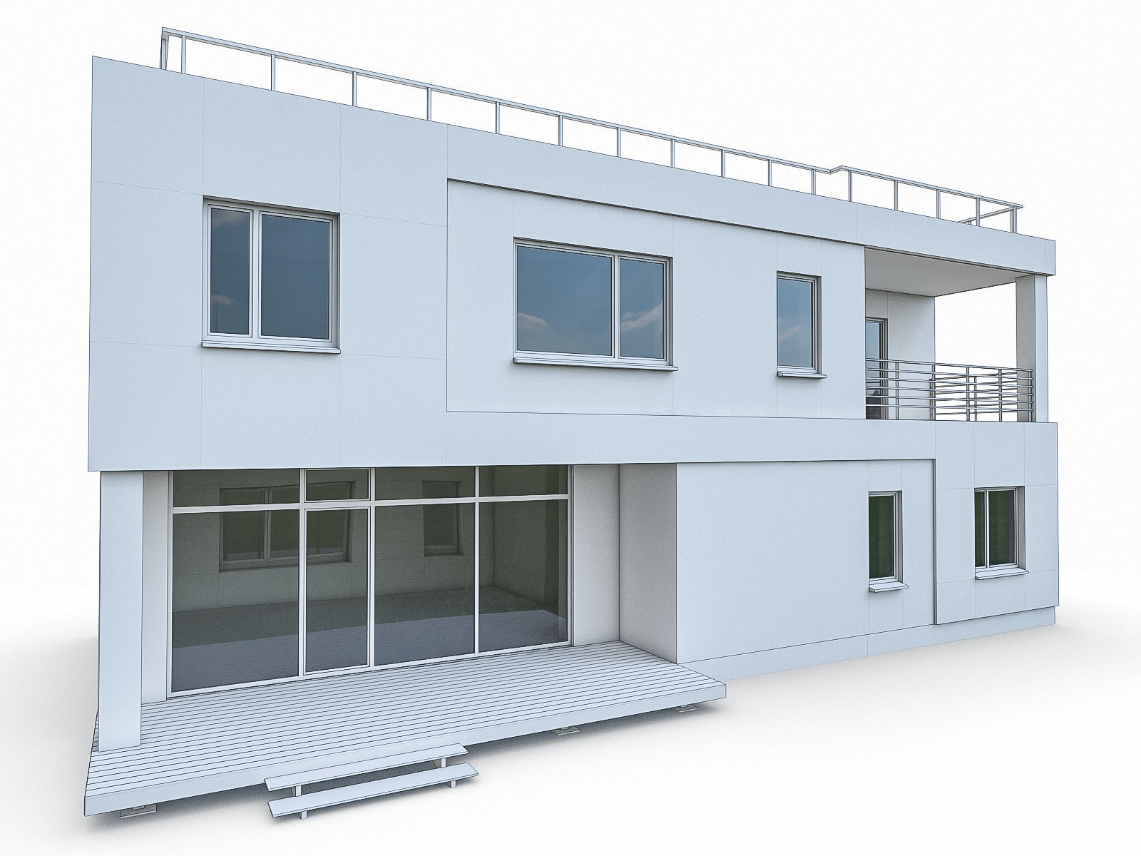 Modern Cottage Houses- 6 Pack Low-poly 3D model_3