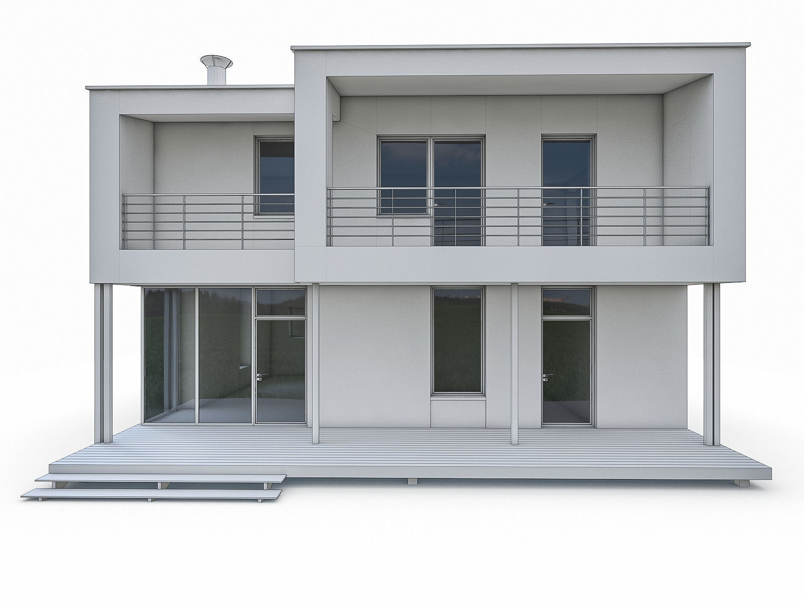 Modern Cottage Houses- 6 Pack Low-poly 3D model_20