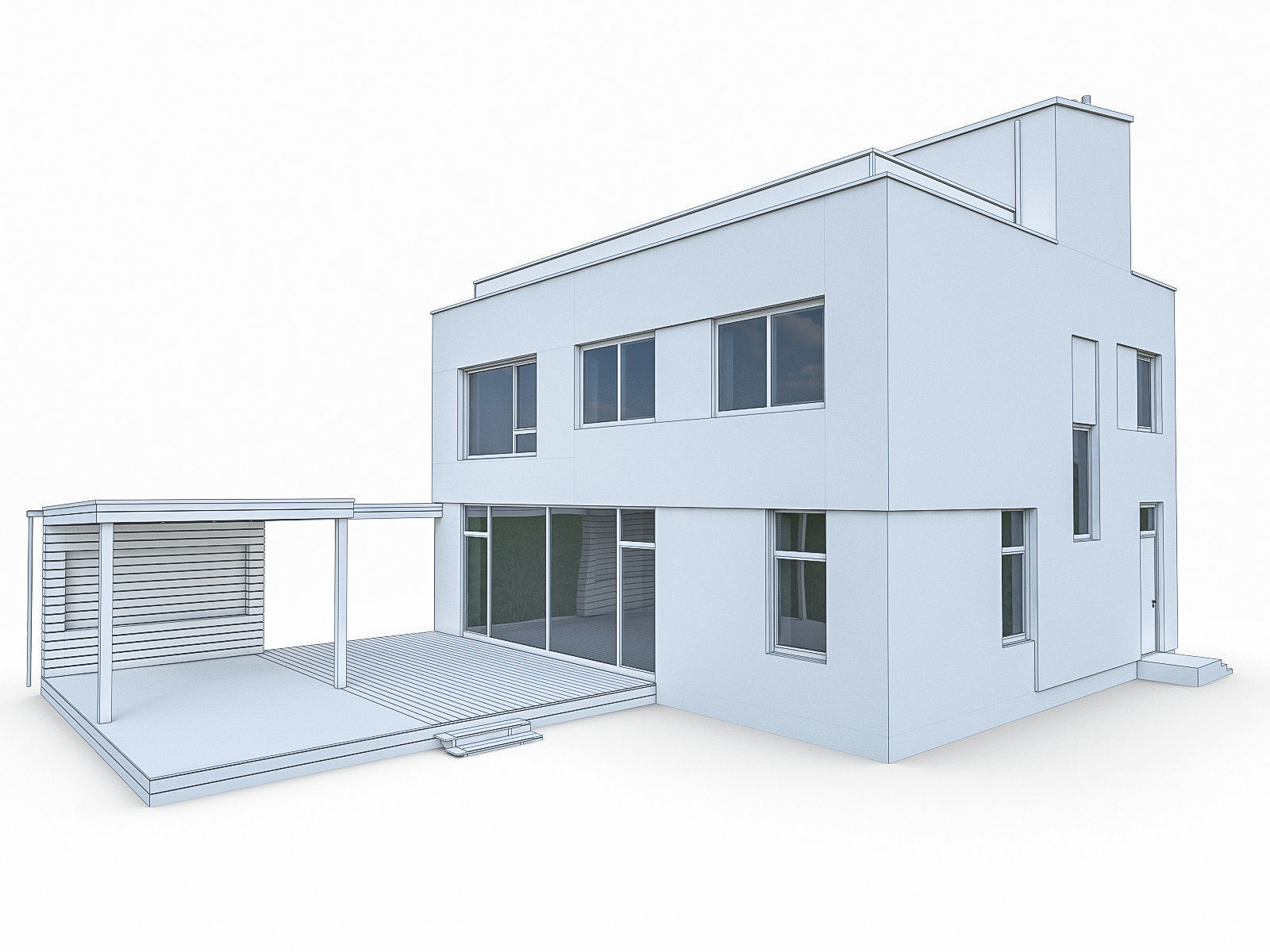 Modern Cottage Houses- 6 Pack Low-poly 3D model_26