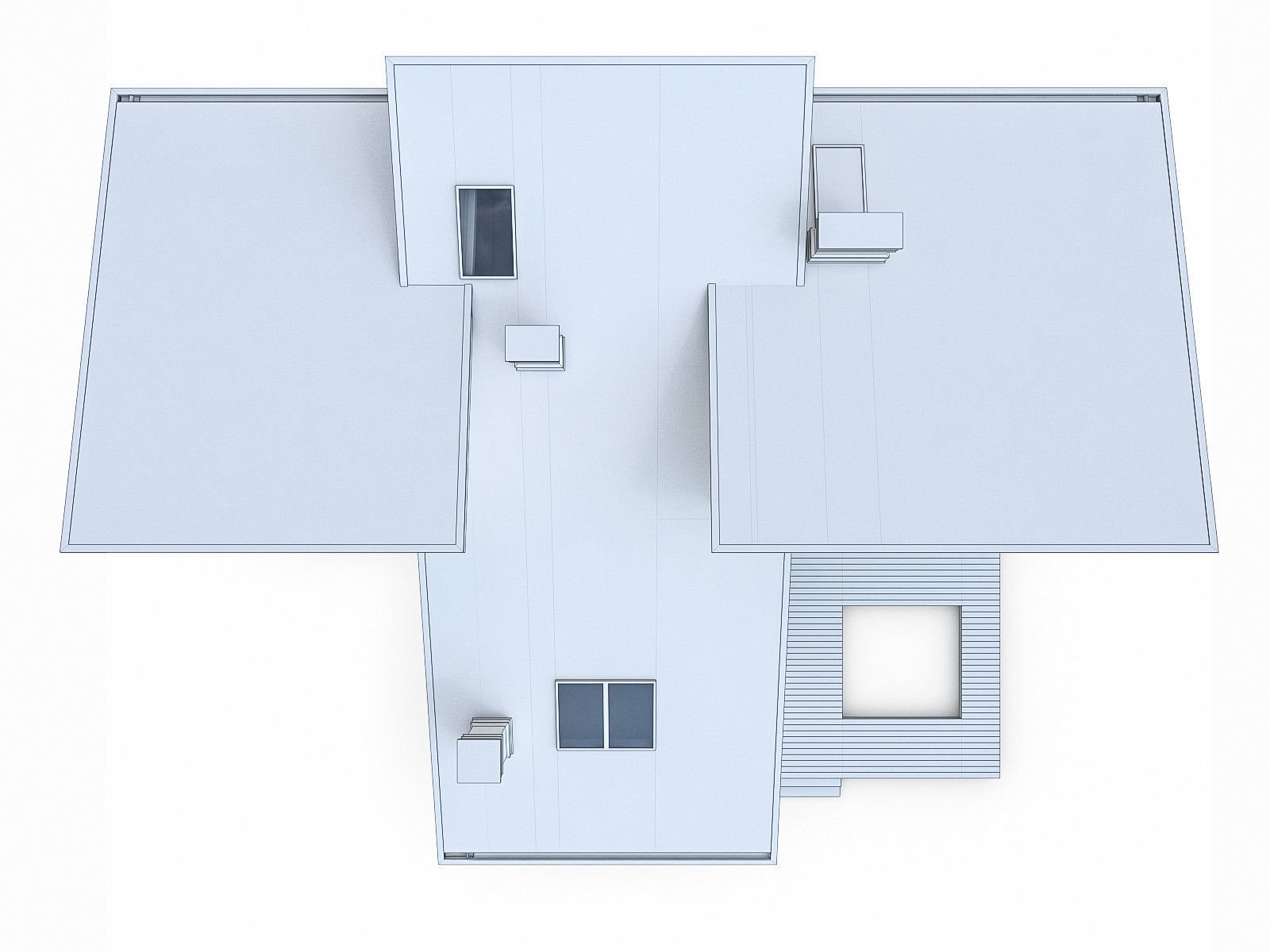 Modern Cottage Houses- 6 Pack Low-poly 3D model_12