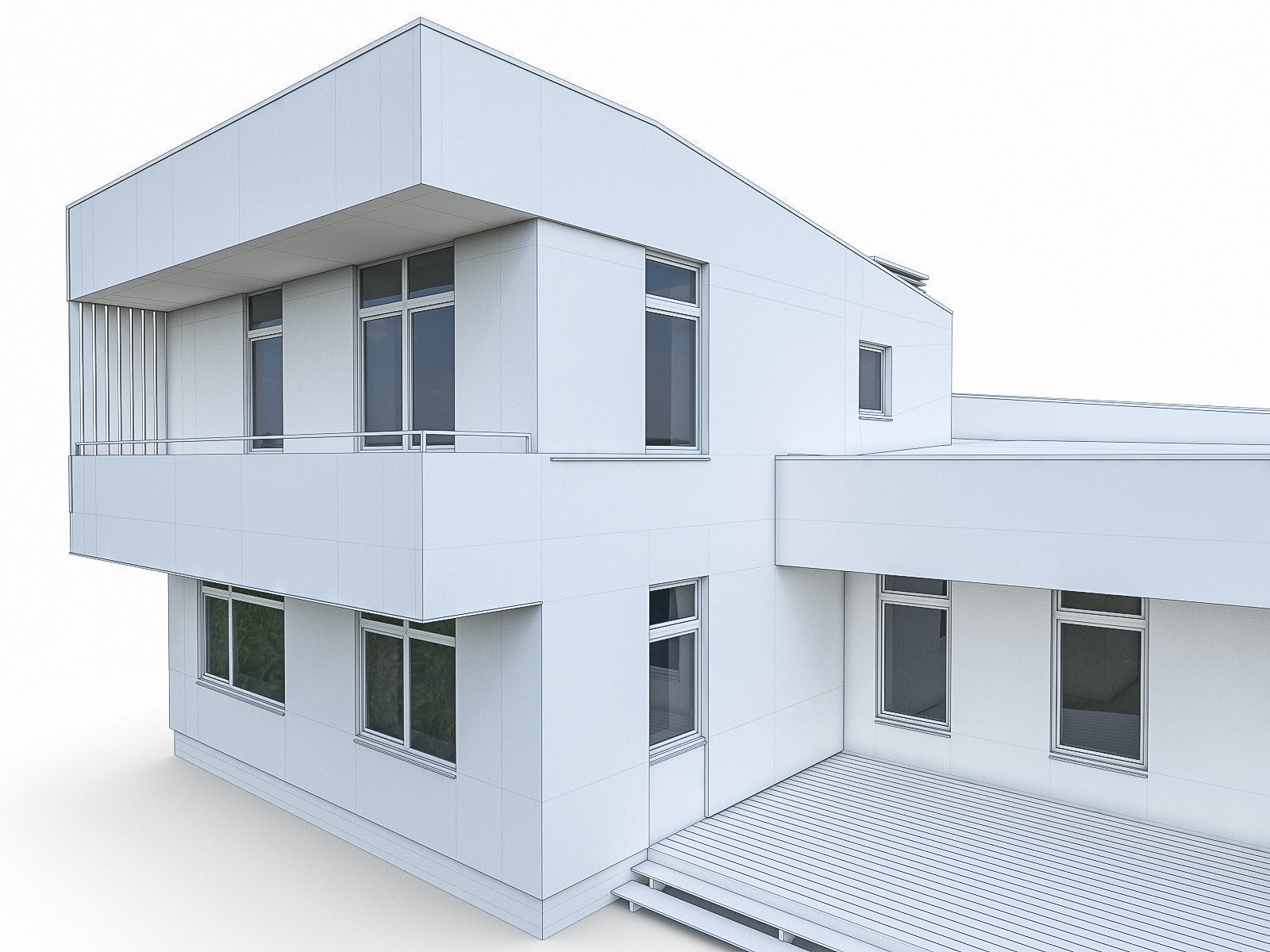 Modern Cottage Houses- 6 Pack Low-poly 3D model_5