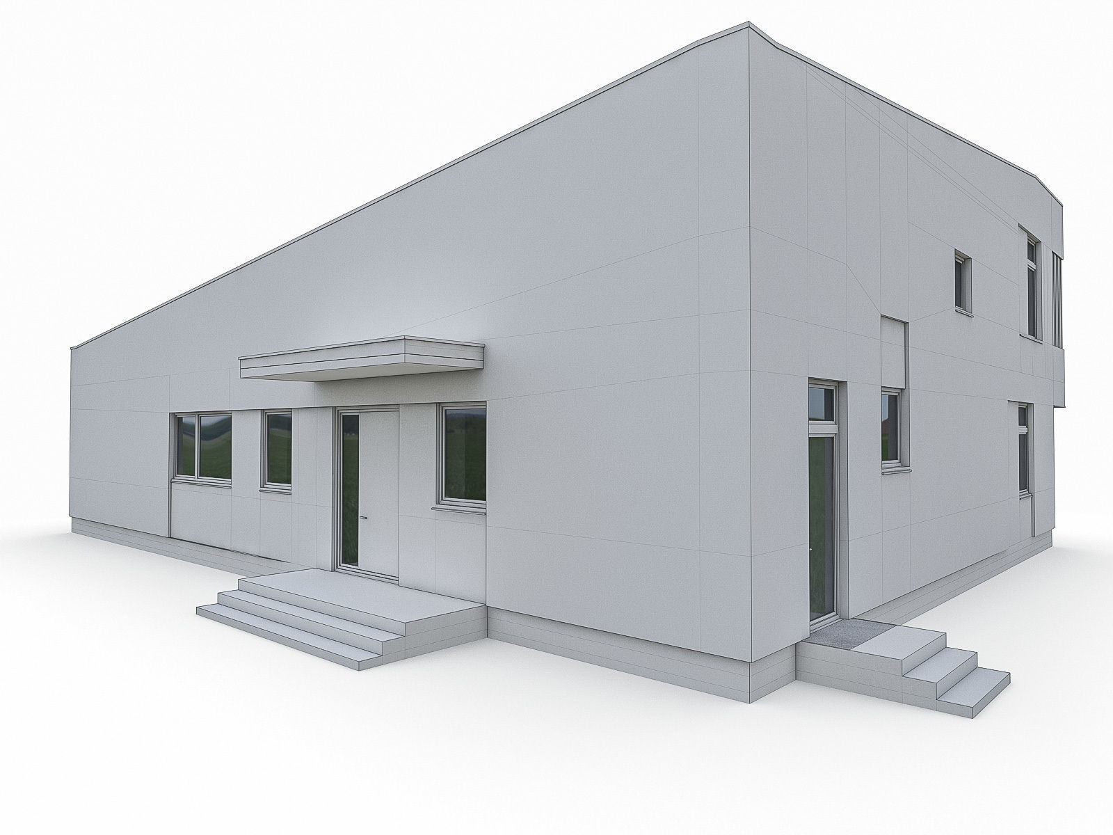 Modern Cottage Houses- 6 Pack Low-poly 3D model_11