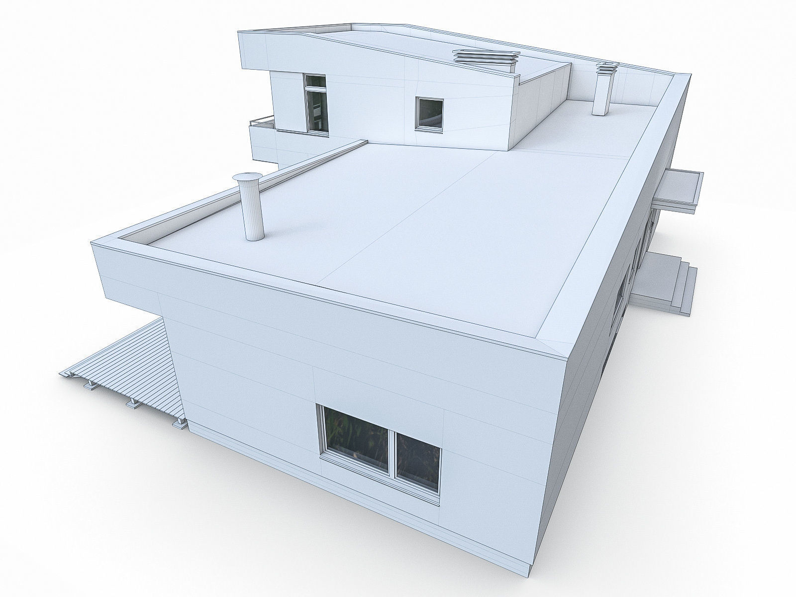 Modern Cottage Houses- 6 Pack Low-poly 3D model_7