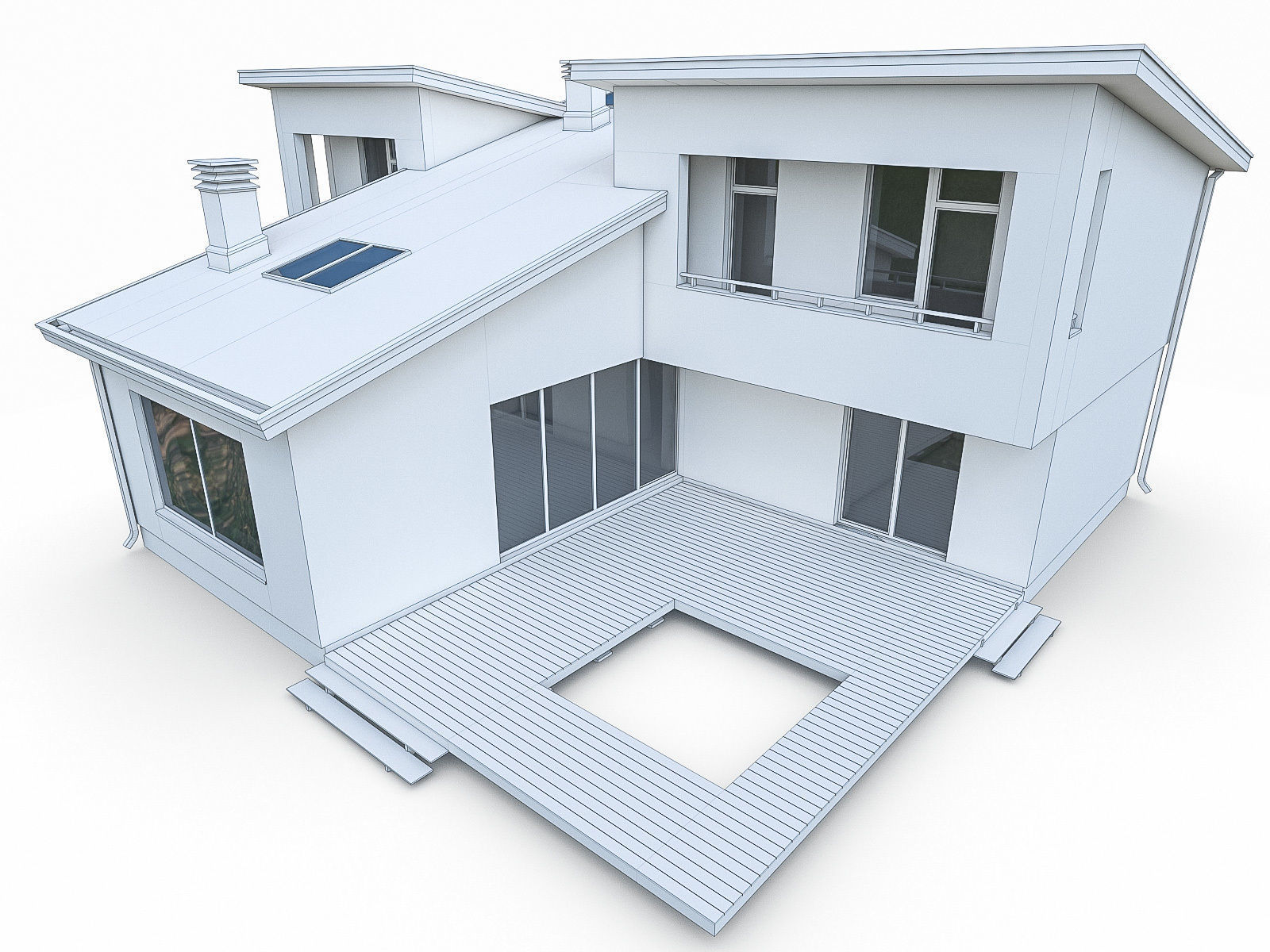 Modern Cottage Houses- 6 Pack Low-poly 3D model_10