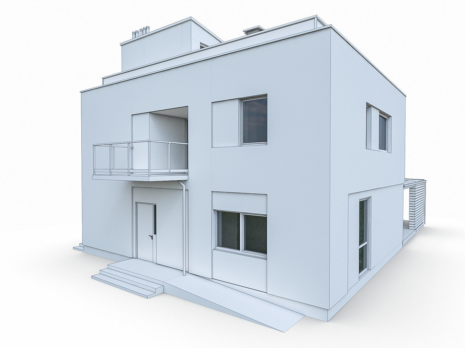 Modern Cottage Houses- 6 Pack Low-poly 3D model_23