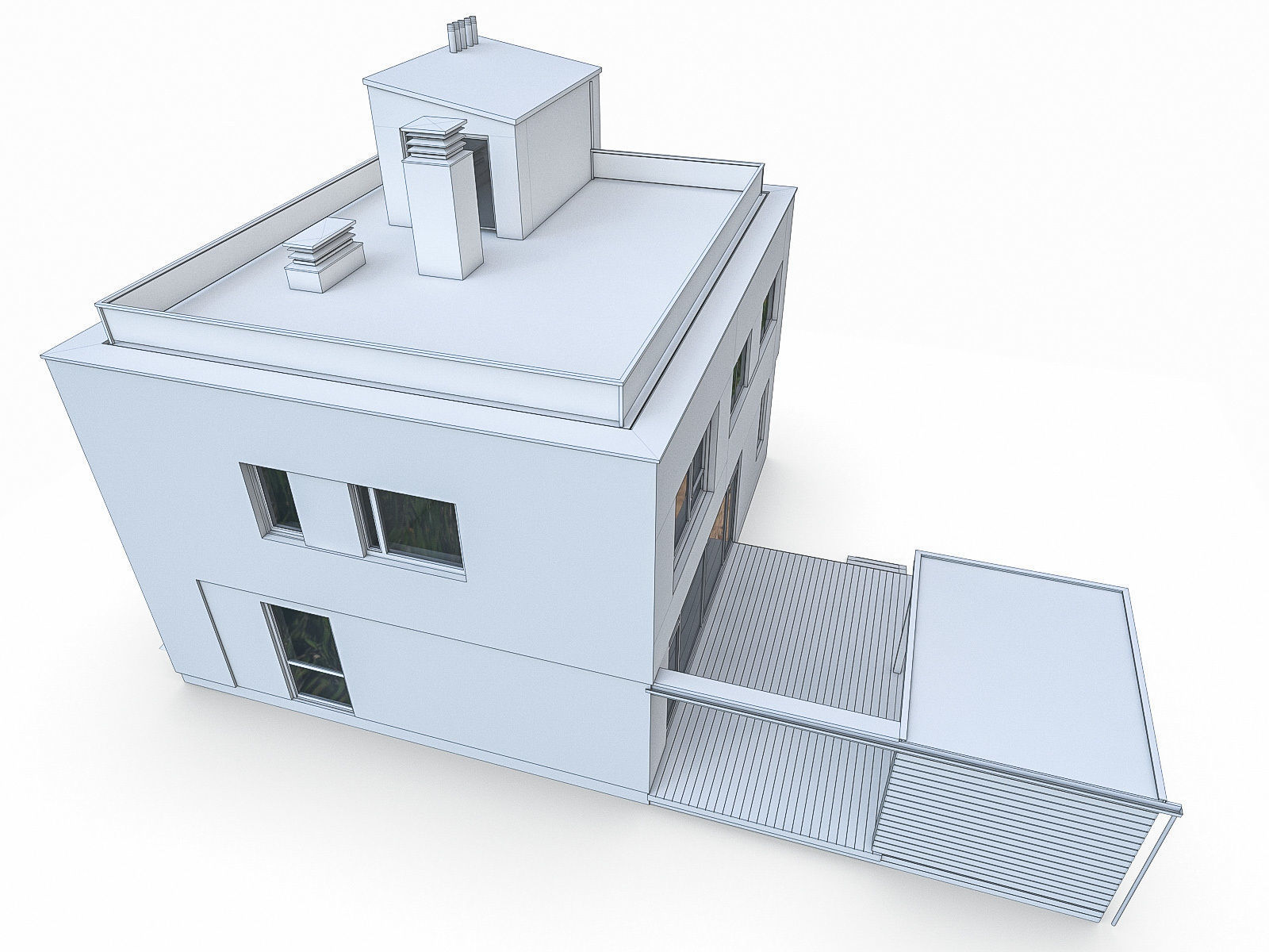 Modern Cottage Houses- 6 Pack Low-poly 3D model_22