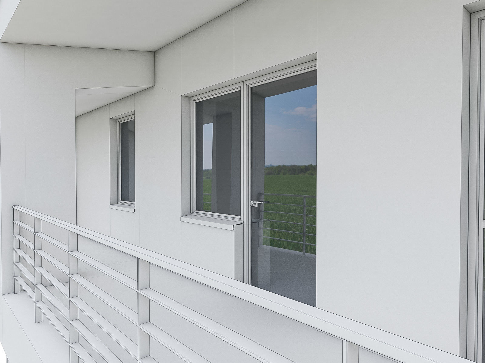 Modern Cottage Houses- 6 Pack Low-poly 3D model_16