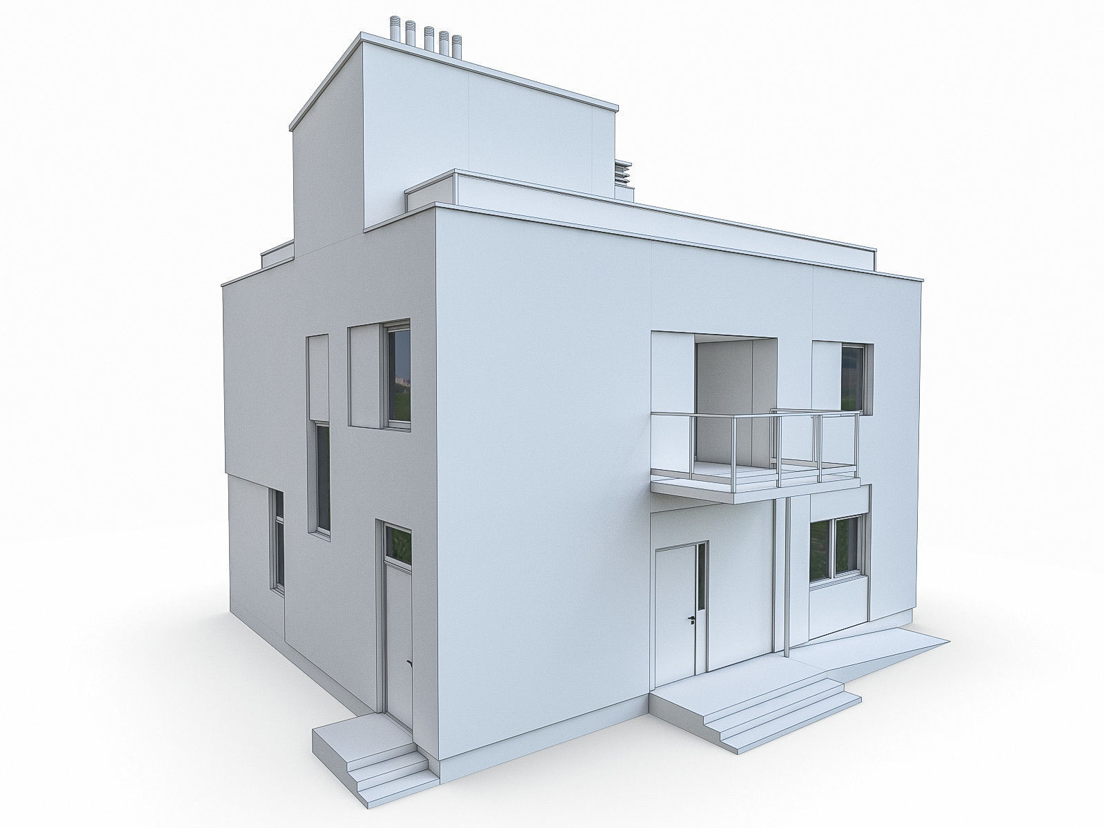 Modern Cottage Houses- 6 Pack Low-poly 3D model_21