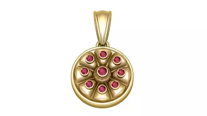  Round Flower Gold Pendant