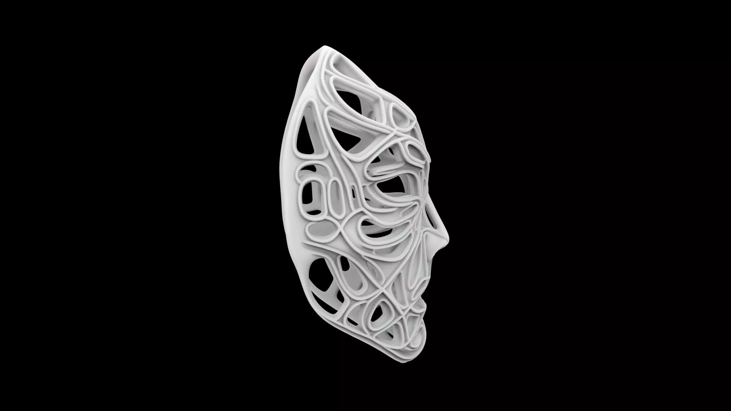 Parametric Biomorphic Face Mask 3D print model_5
