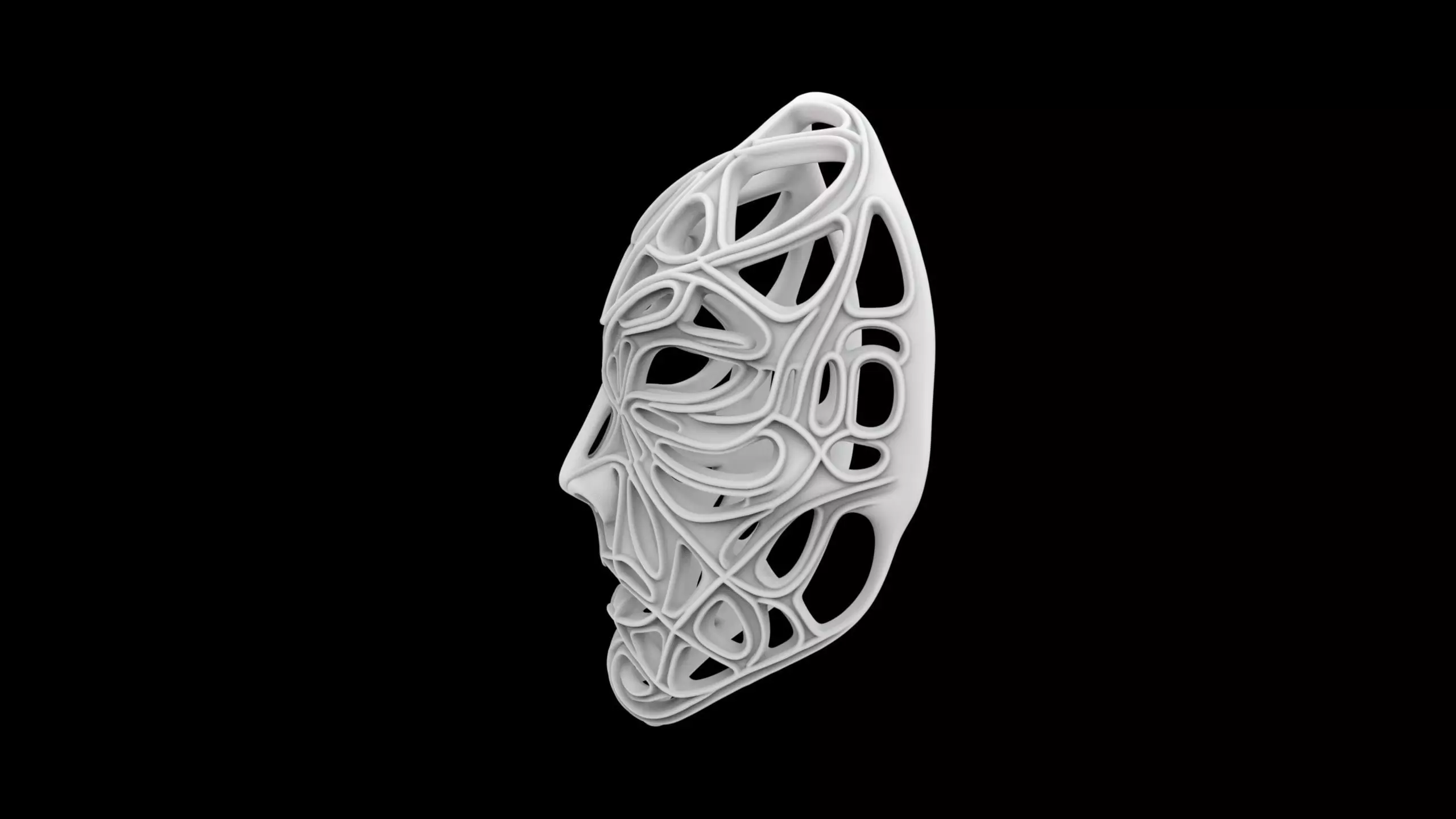 Parametric Biomorphic Face Mask 3D print model_2