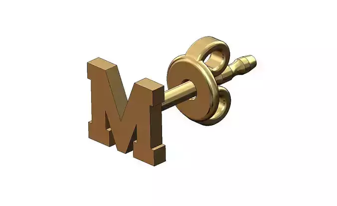 M letter varsity font stud earring