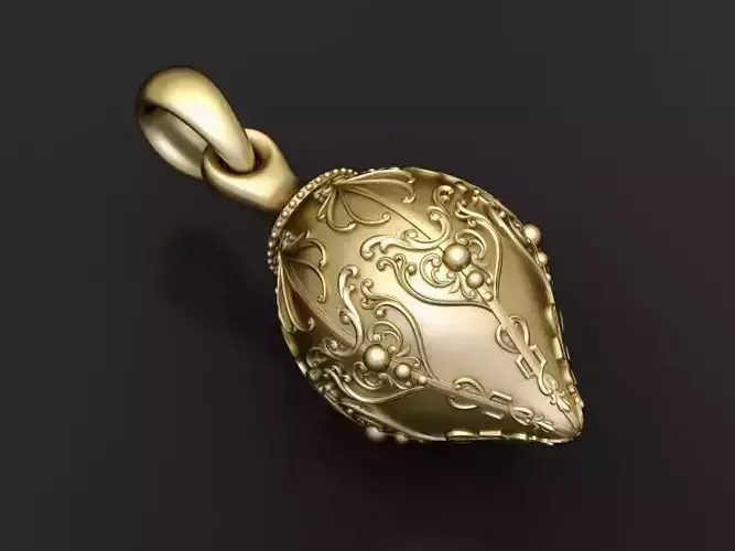  gold egg pendant 3D printable model 