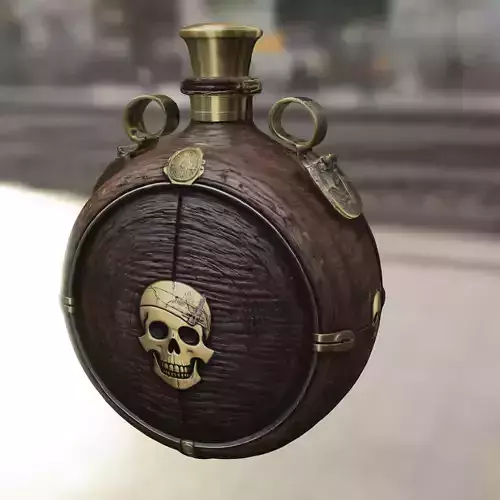 Pirate Flask with Skull Emblem Low-poly 3D model