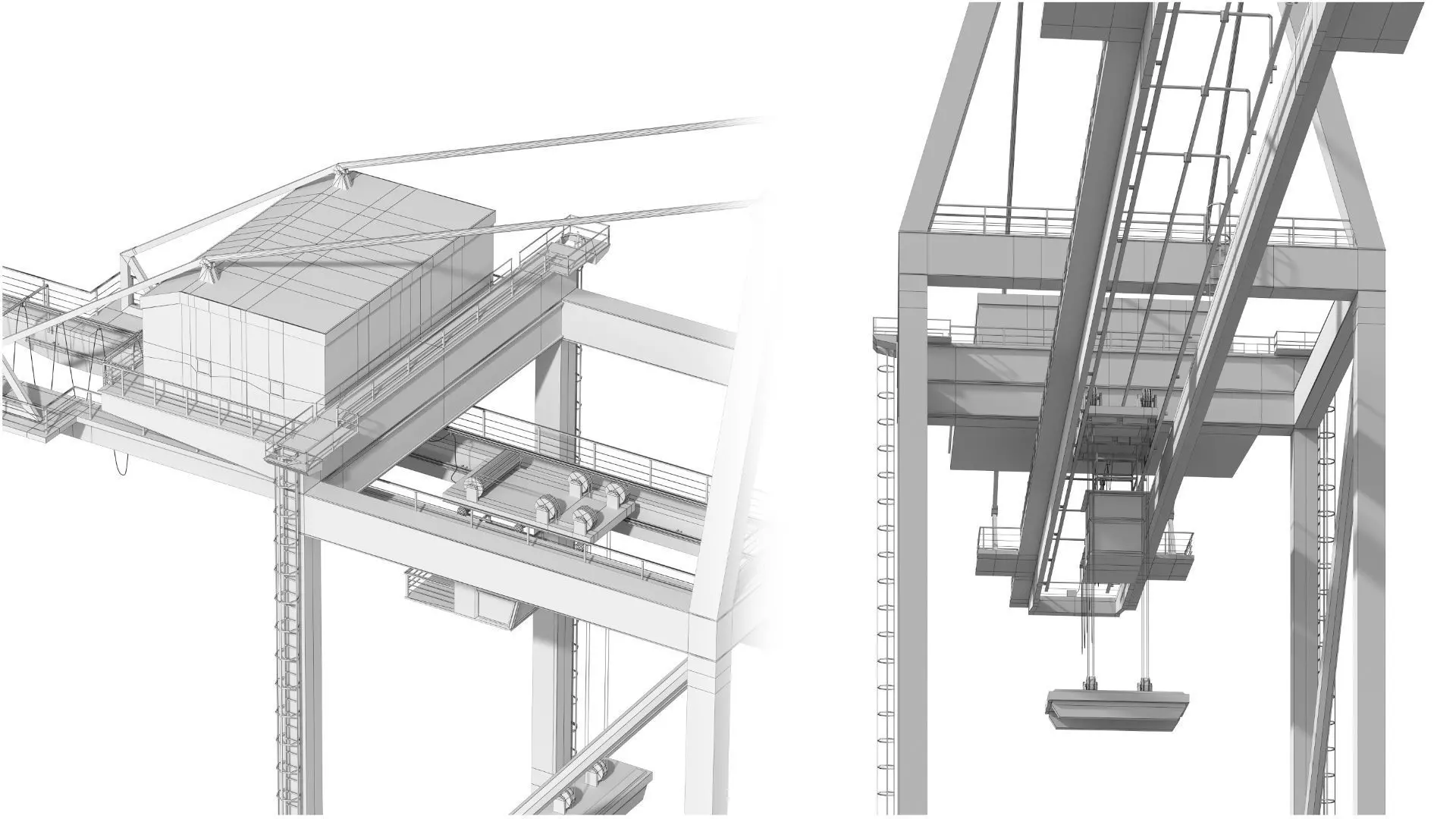 Container RTG Gantry Shore Harbour Cargo crane Quay side 3D model_15
