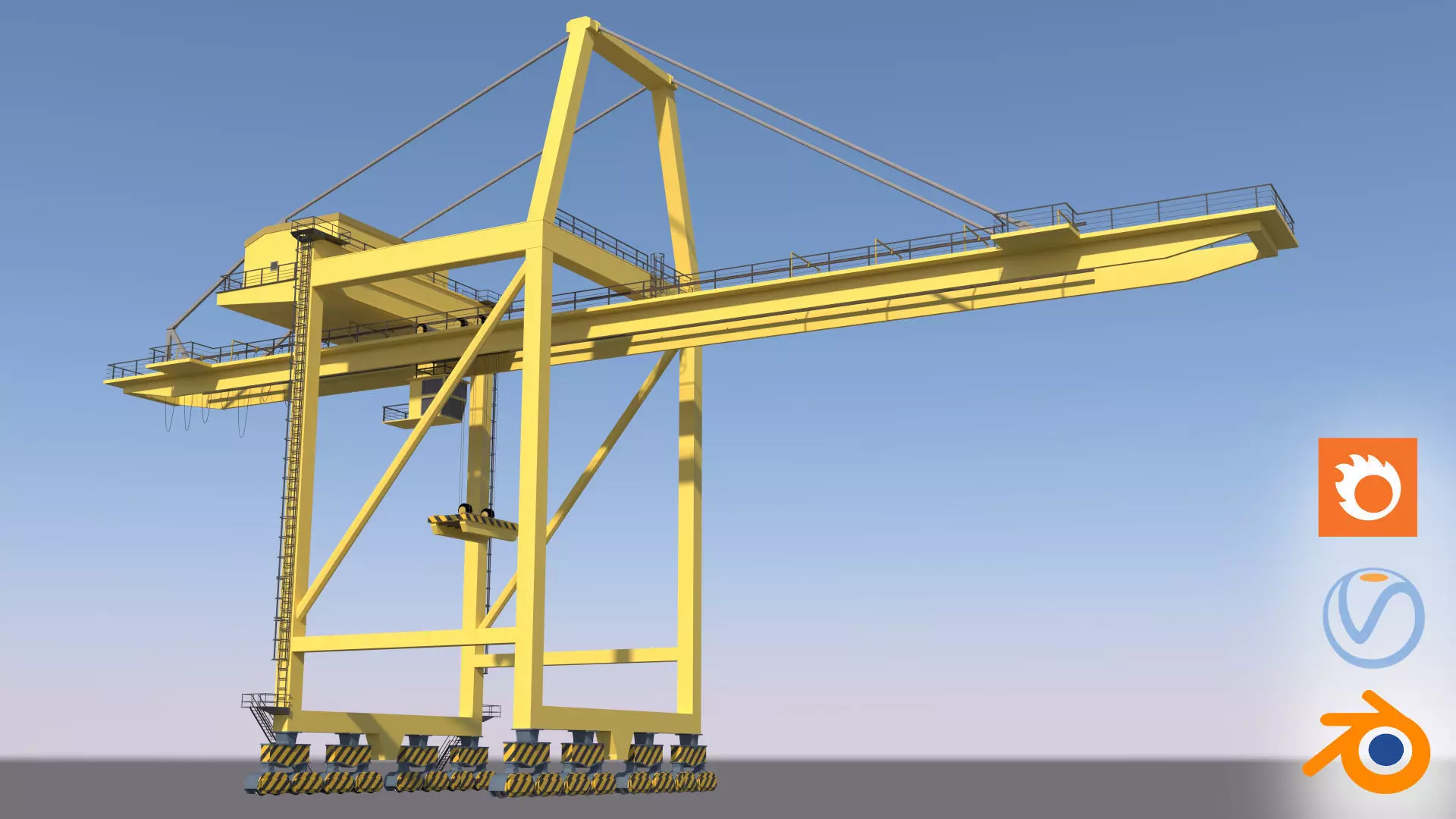 Container RTG Gantry Shore Harbour Cargo crane Quay side 3D model_1