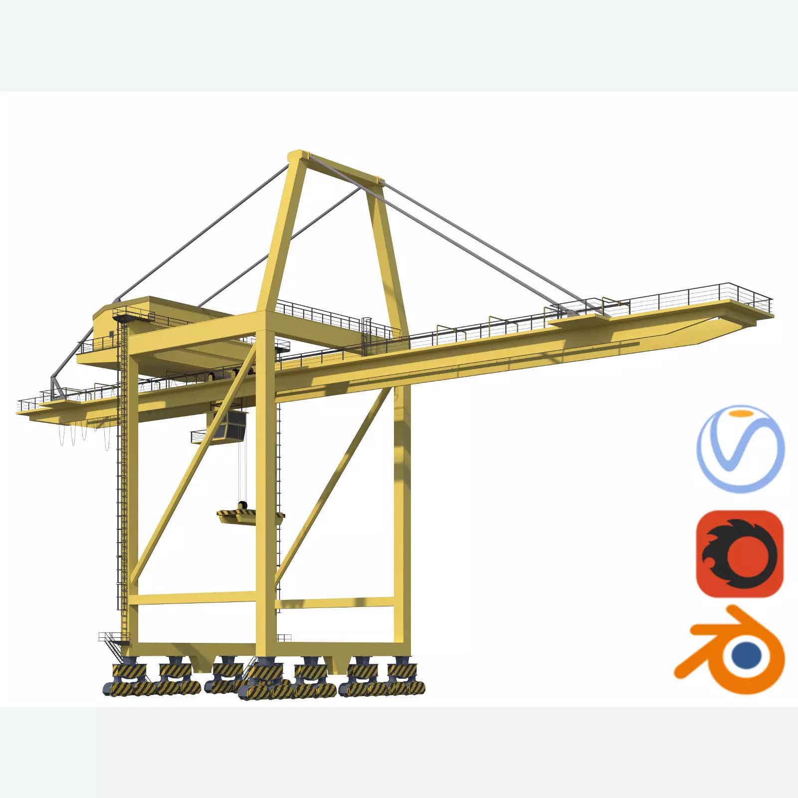 Container RTG Gantry Shore Harbour Cargo crane Quay side 3D model_0