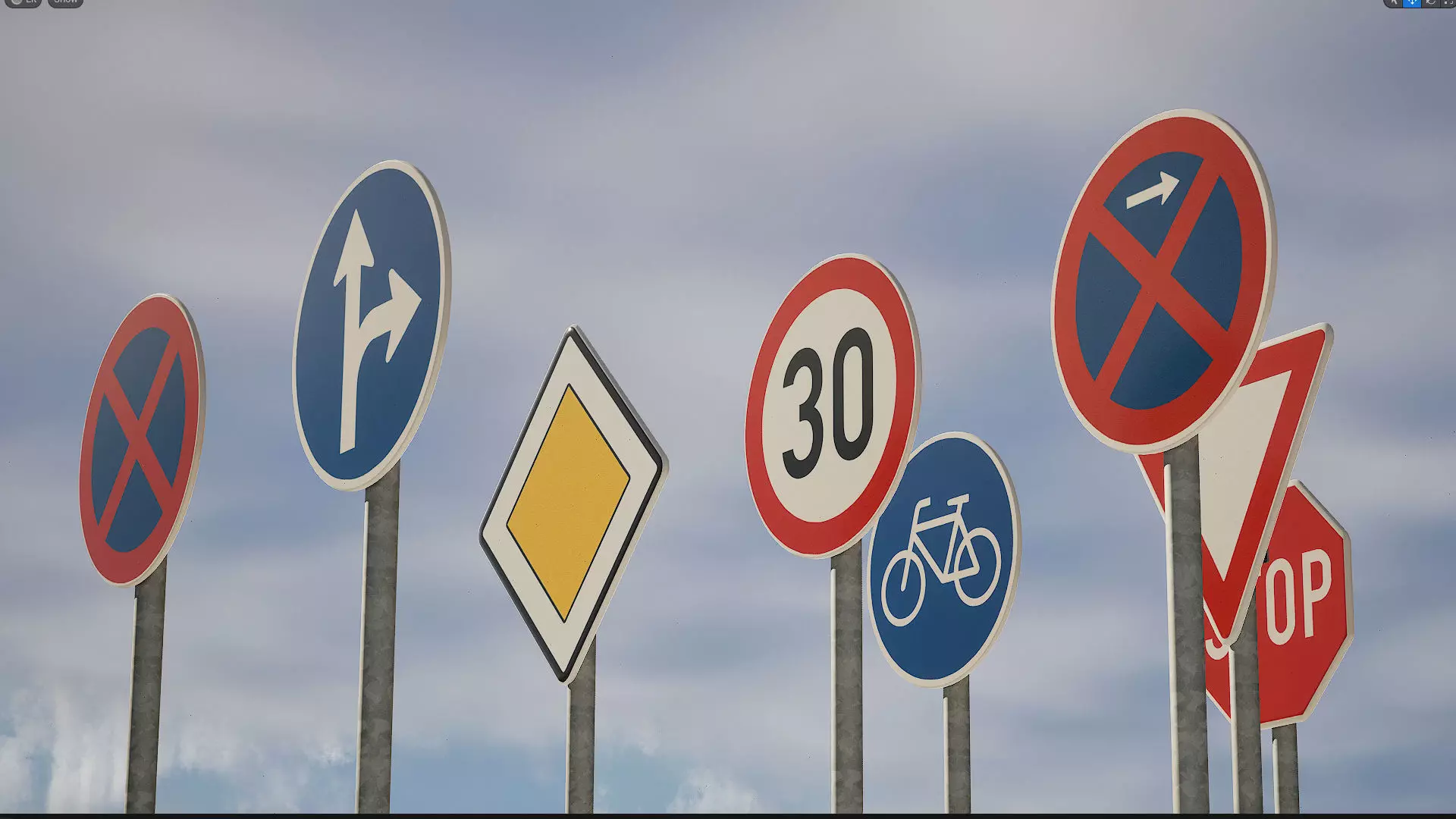 EU traffic signs Free low-poly 3D model_2