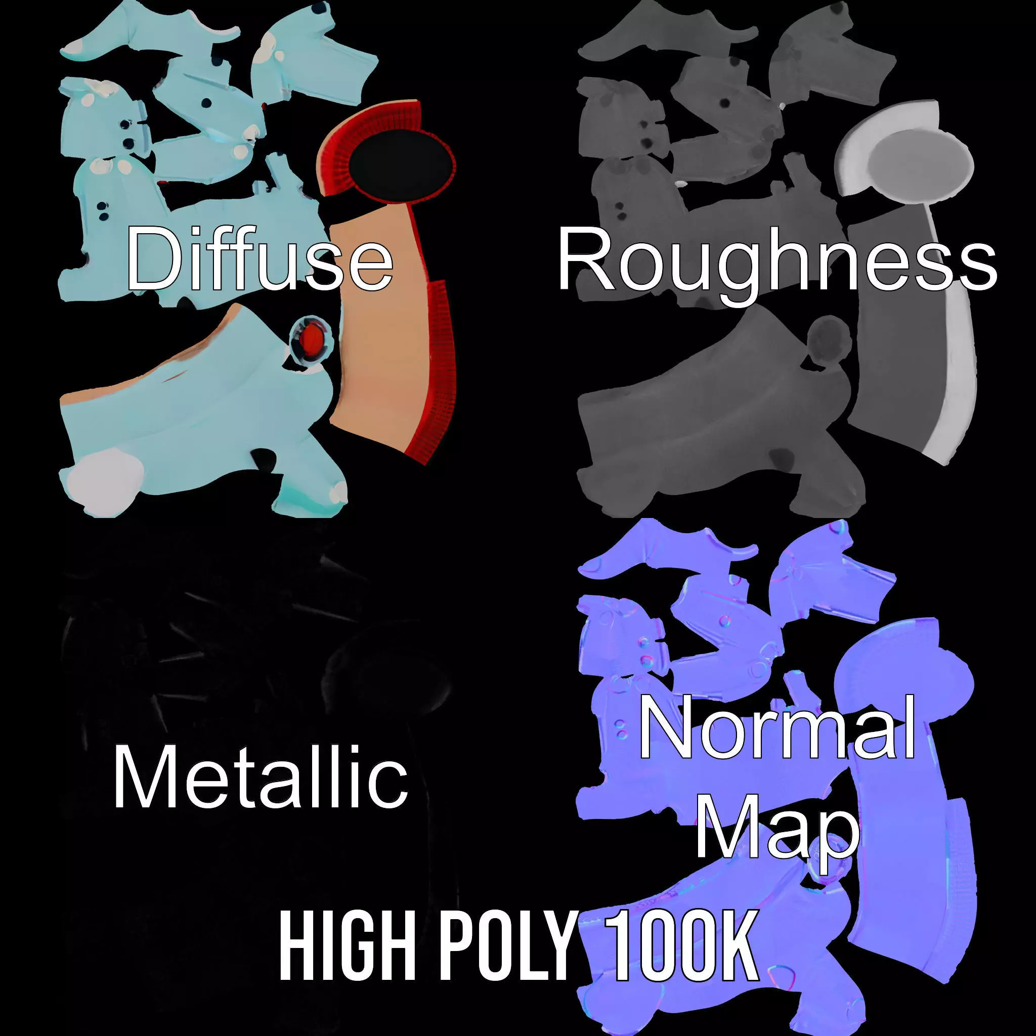 Playful Cartoon Glove Model Pack Low-poly 3D model_3