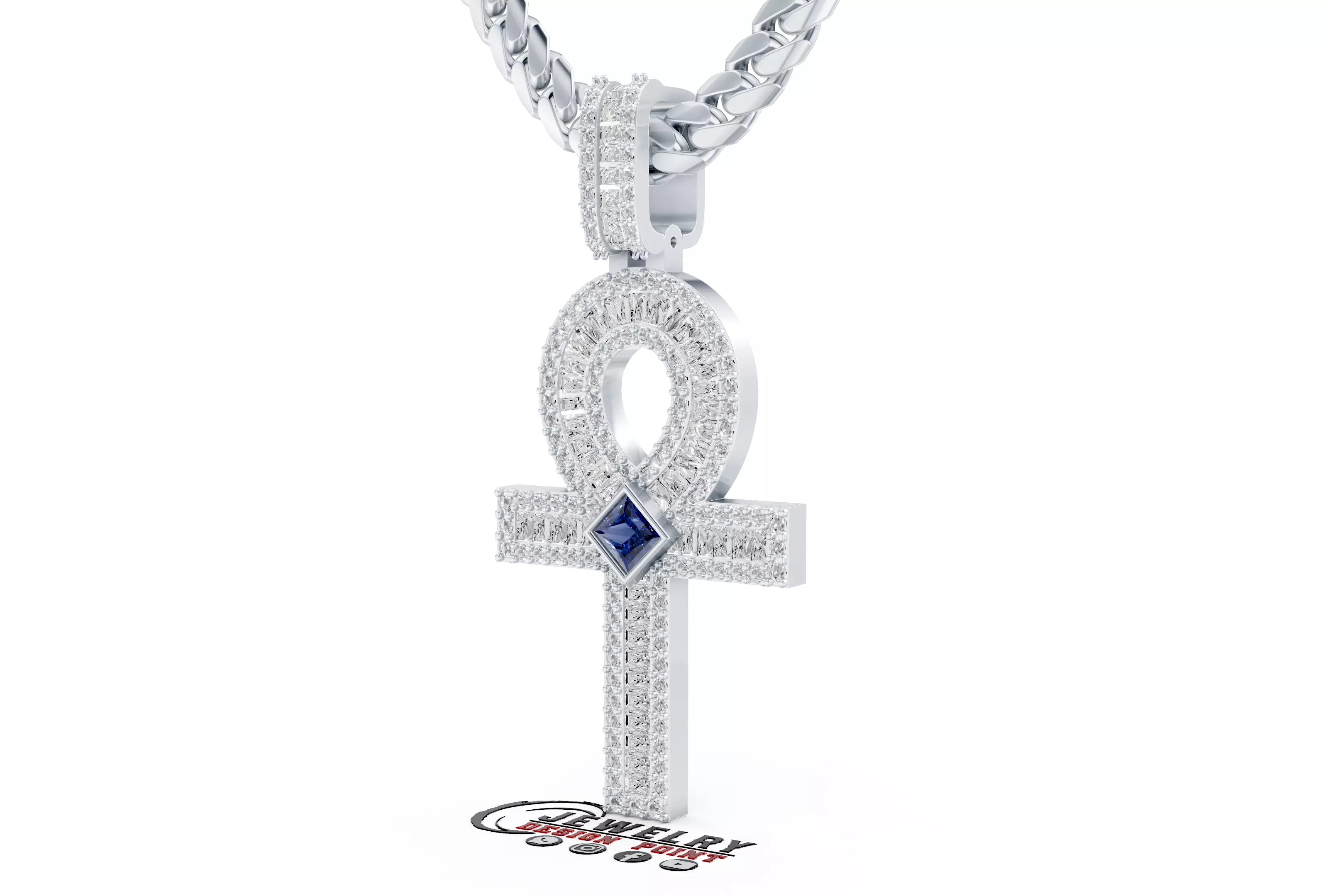 Custom Ankh Cross Pendant - Ankh Diamond Necklace 3D print model_3