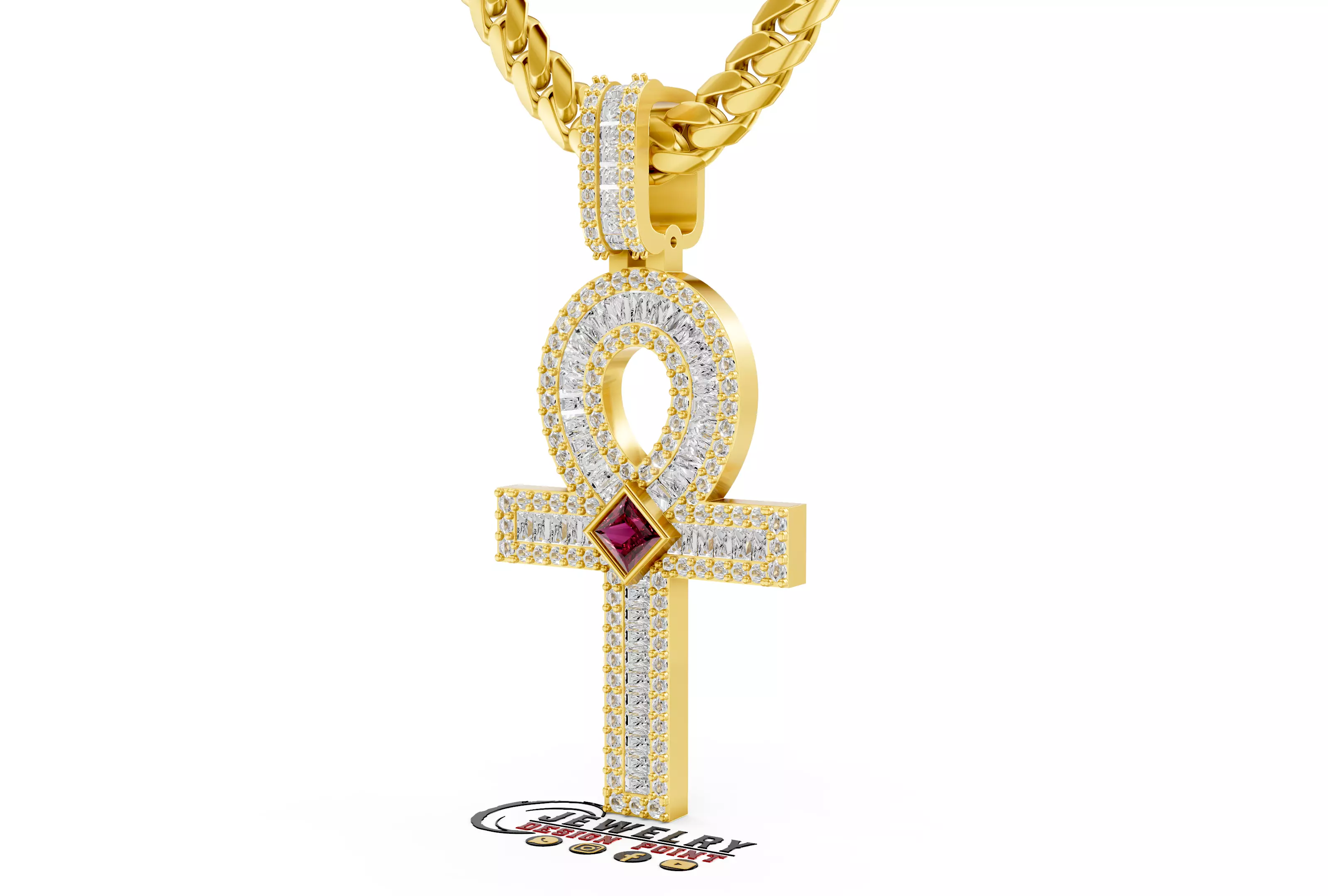 Custom Ankh Cross Pendant - Ankh Diamond Necklace 3D print model_2