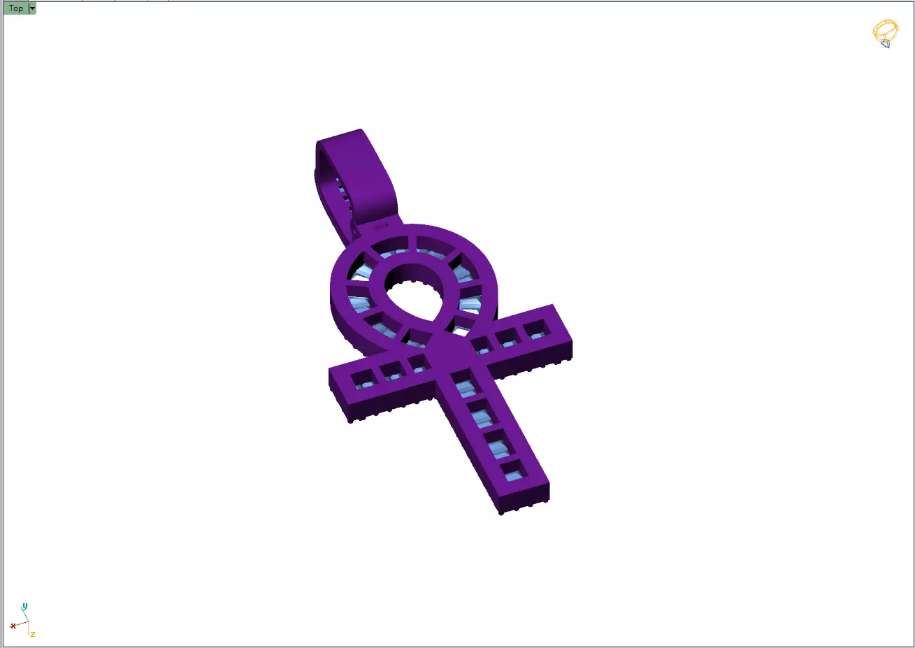 Custom Ankh Cross Pendant - Ankh Diamond Necklace 3D print model_10