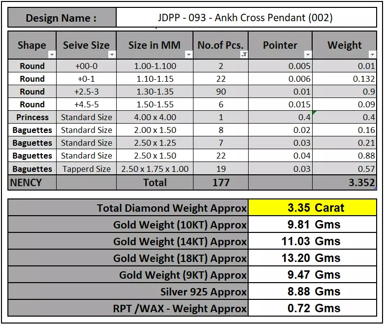 Custom Ankh Cross Pendant - Ankh Diamond Necklace 3D print model_17