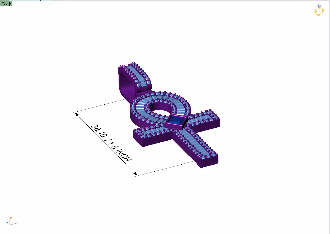 Custom Ankh Cross Pendant - Ankh Diamond Necklace 3D print model_7