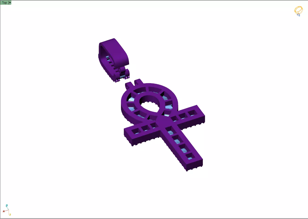 Custom Ankh Cross Pendant - Ankh Diamond Necklace 3D print model_11